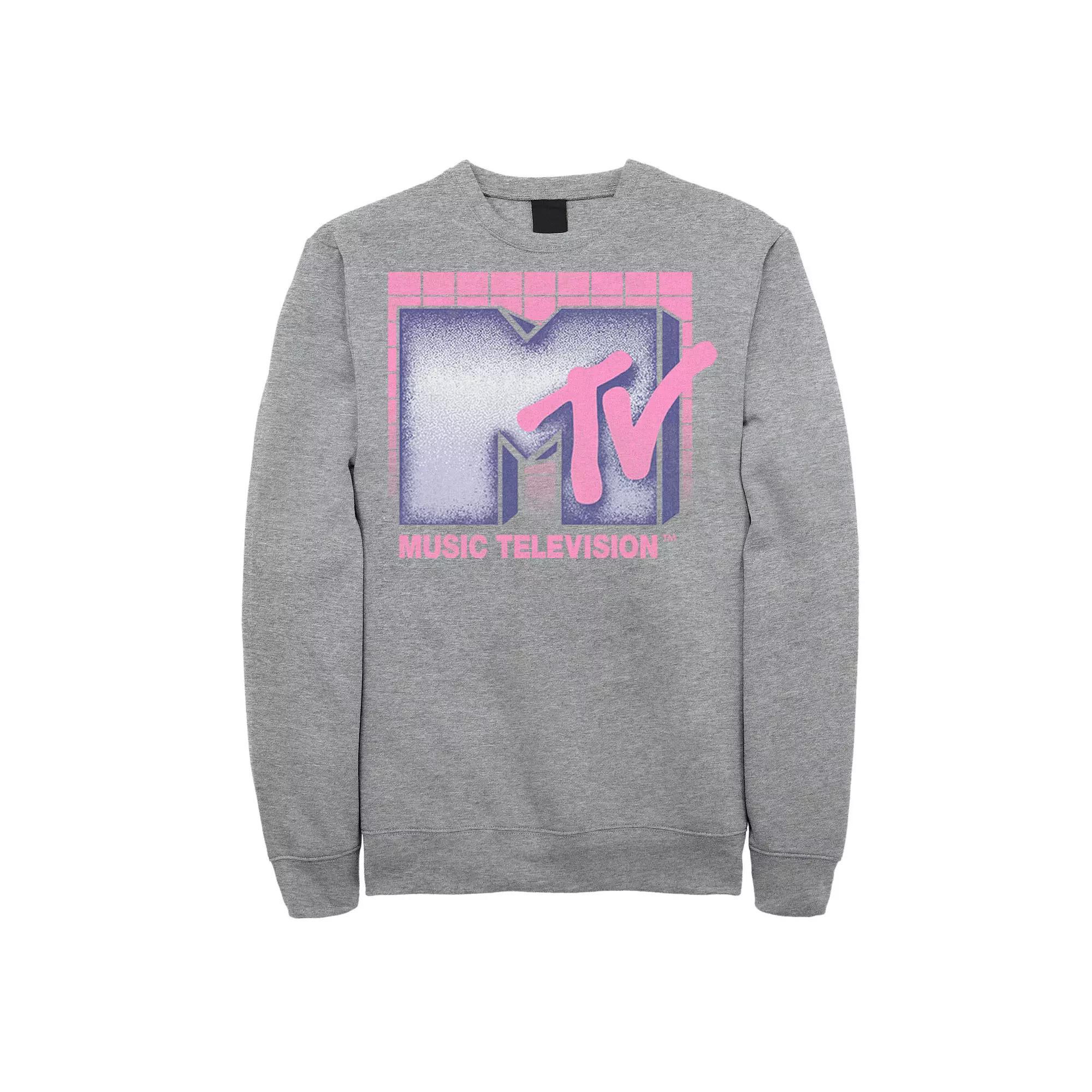 Men's MTV Music Television Logo '80s Grid Sweatshirt, Size: XL, Athletic Grey Product Image