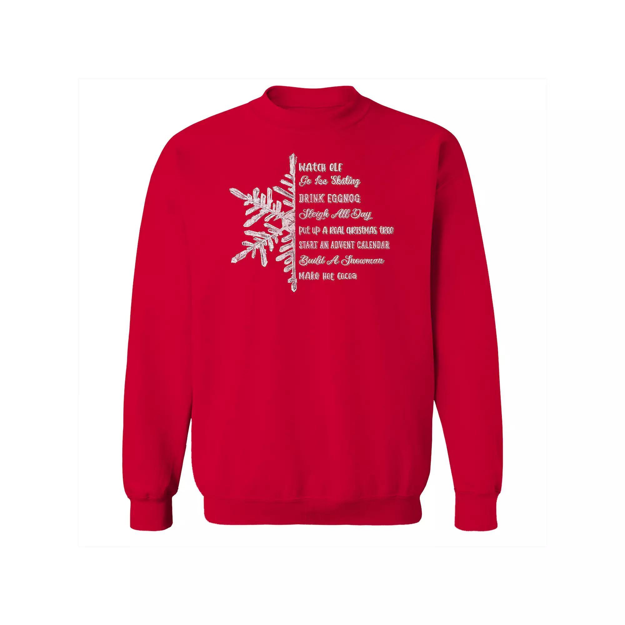 Men's Snowflake List Fleece Sweatshirt, Women's, Size: Medium, Red Product Image
