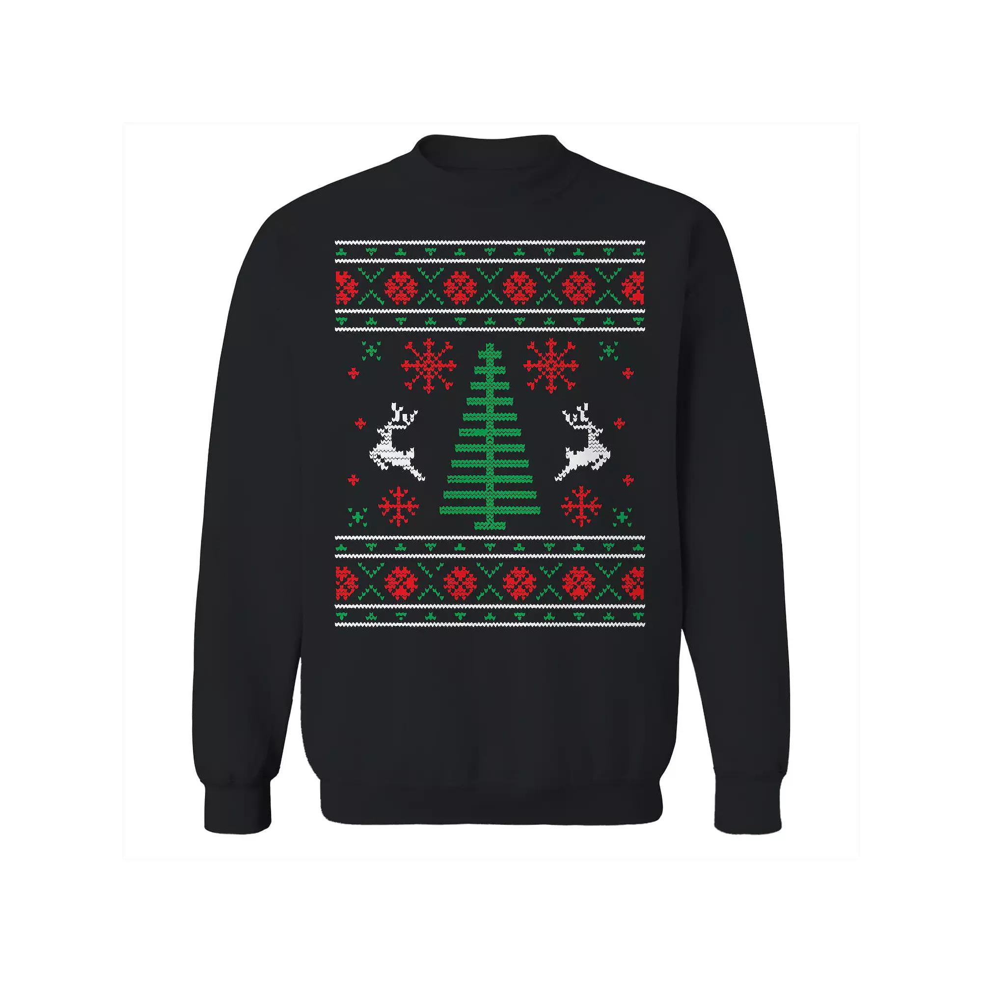 Men's Ugly Knitted Christmas Sweater Graphic Sweatshirt, Size: Large, Black Product Image