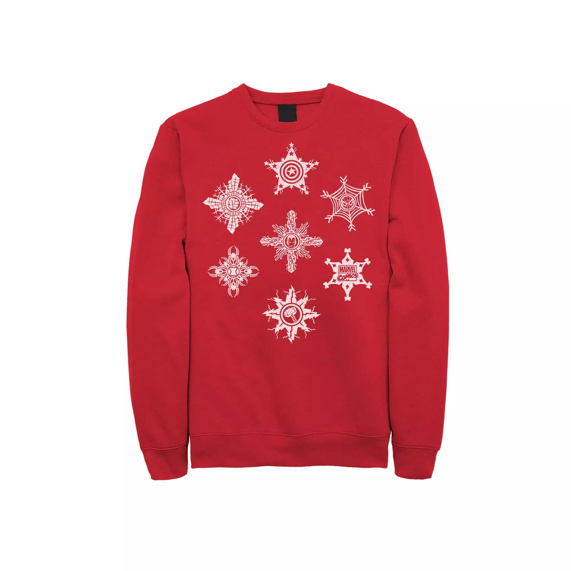 Men's Marvel Snowflake Symbols Christmas Sweatshirt, Size: Medium, Red Product Image