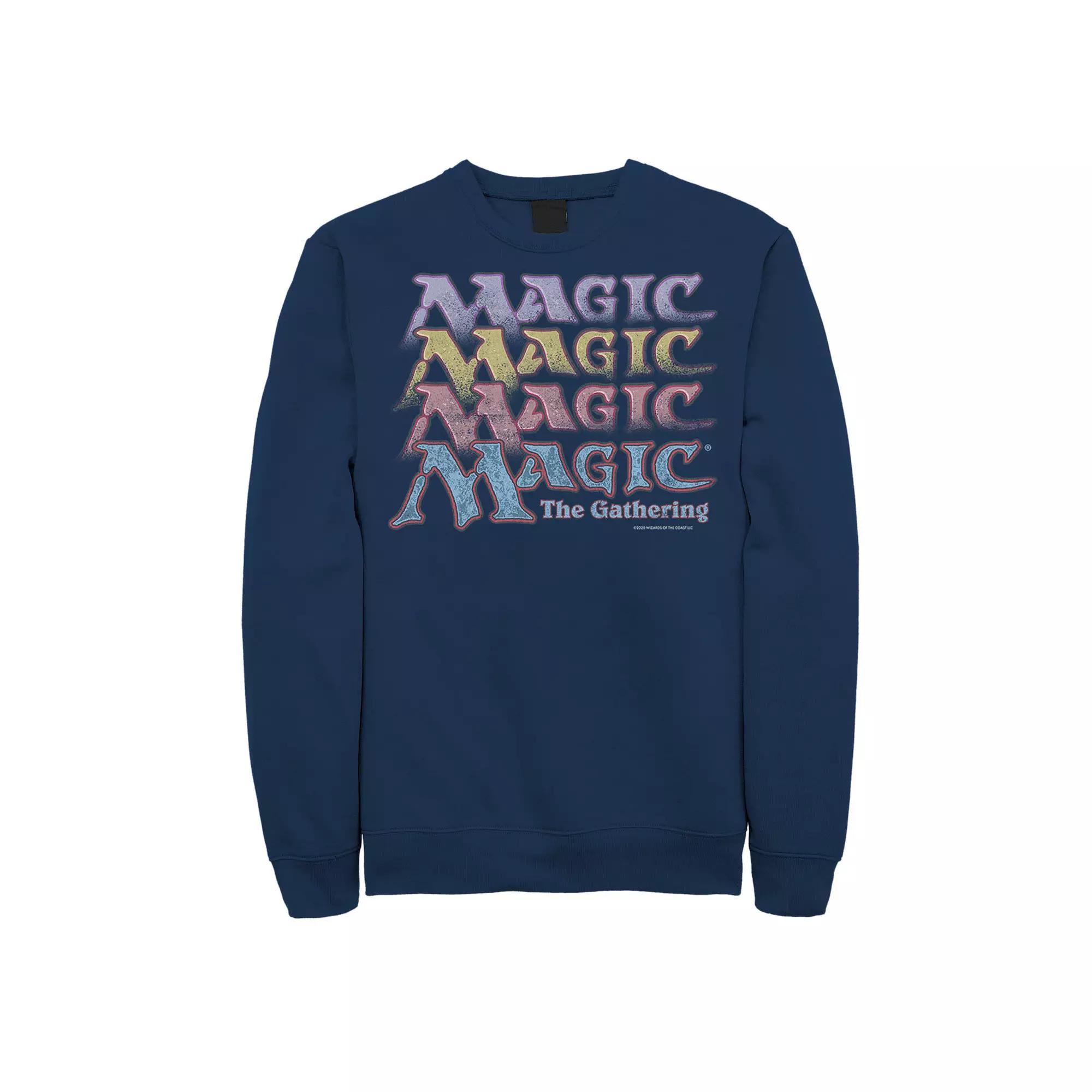 Men's Magic: The Gathering Retro Logo Stack Sweatshirt, Size: Medium, Blue Product Image