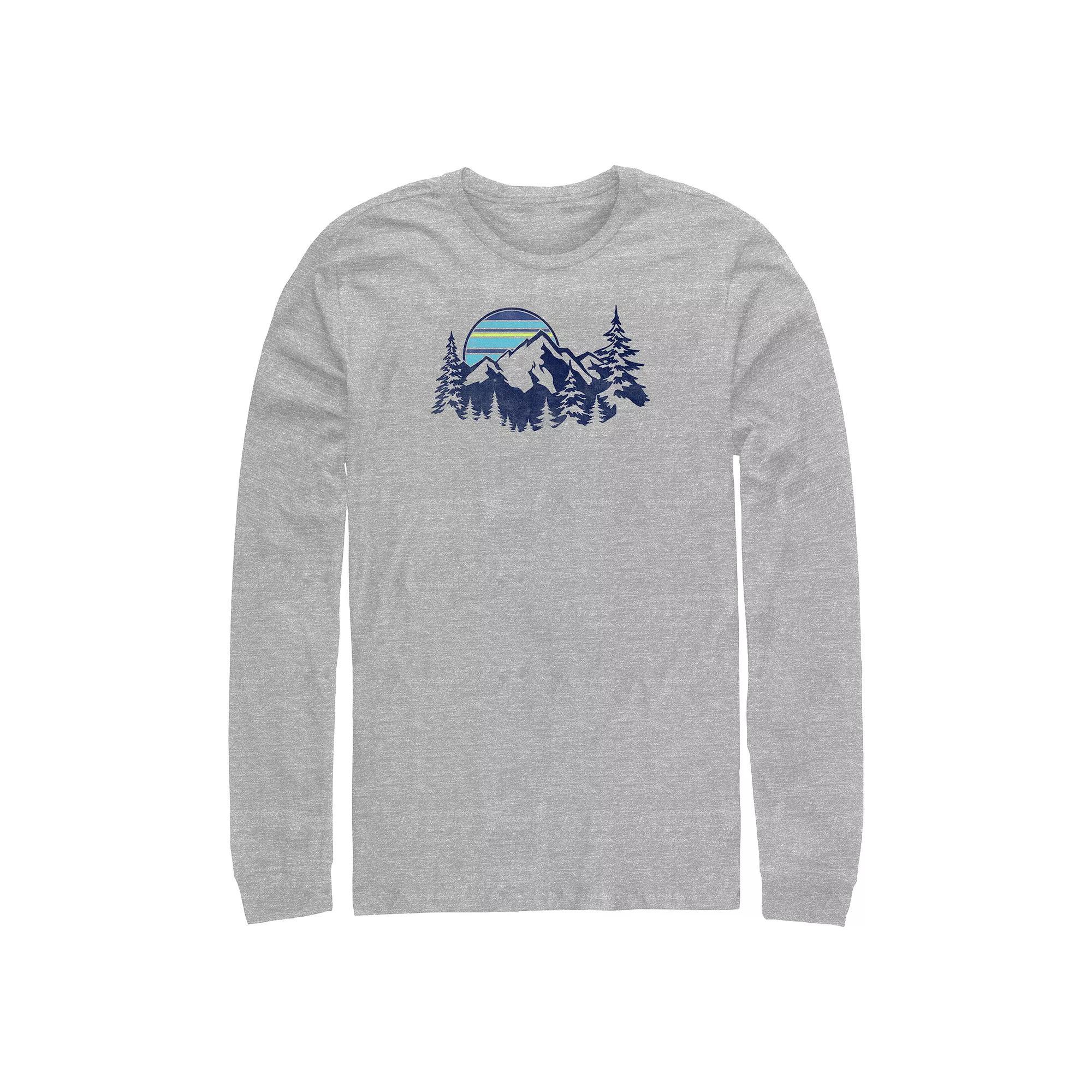 Big & Tall Mountain Range Long Sleeve Graphic Tee, Men's, Size: Large Tall, Athletic Grey Product Image