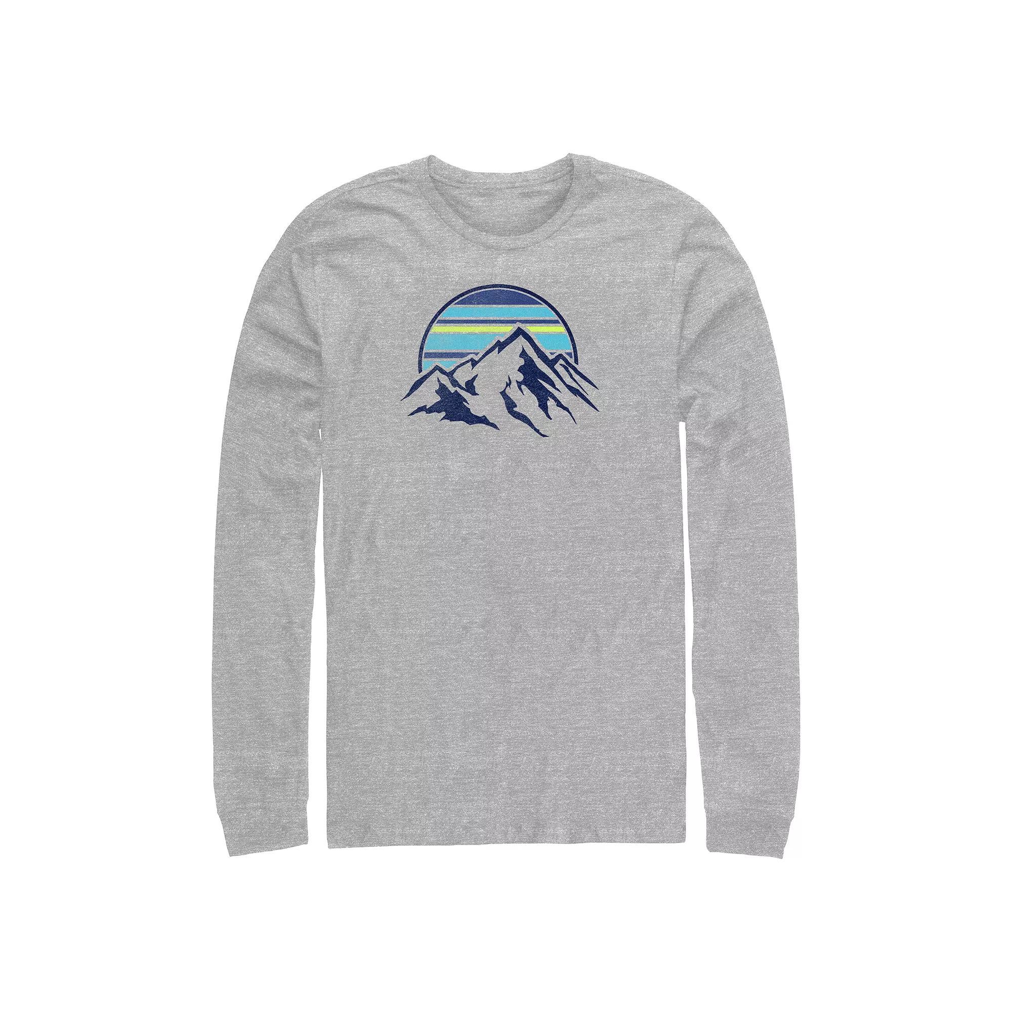 Big & Tall Stripe Moon Rise Long Sleeve Graphic Tee, Men's, Size: 5XL, Athletic Grey Product Image