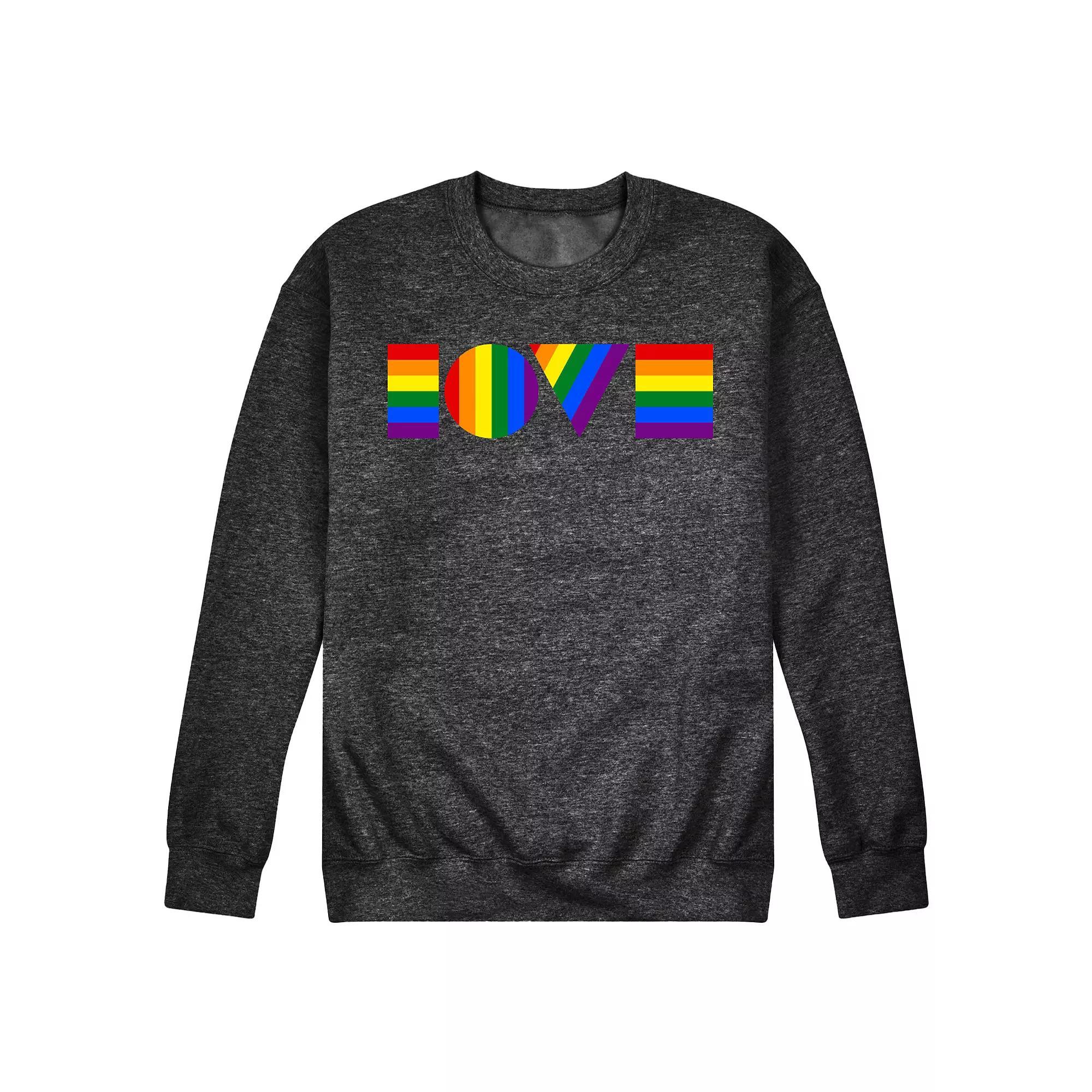 Mens Pride Love Fleece Sweatshirt Heather Grey Product Image
