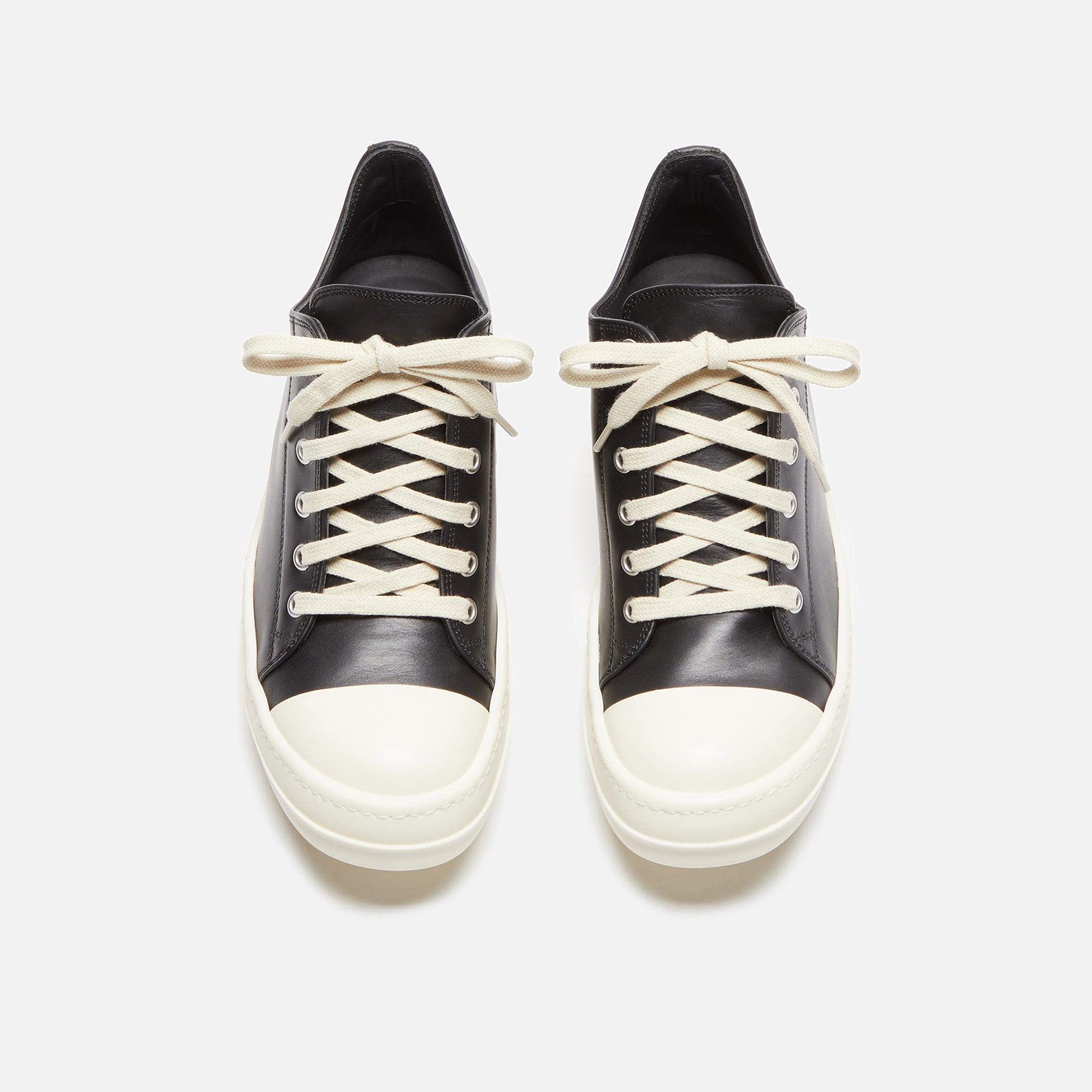 Rick Owens WMNS Scarpe in Pelle Low Sneakers - Black / Milk Female Product Image