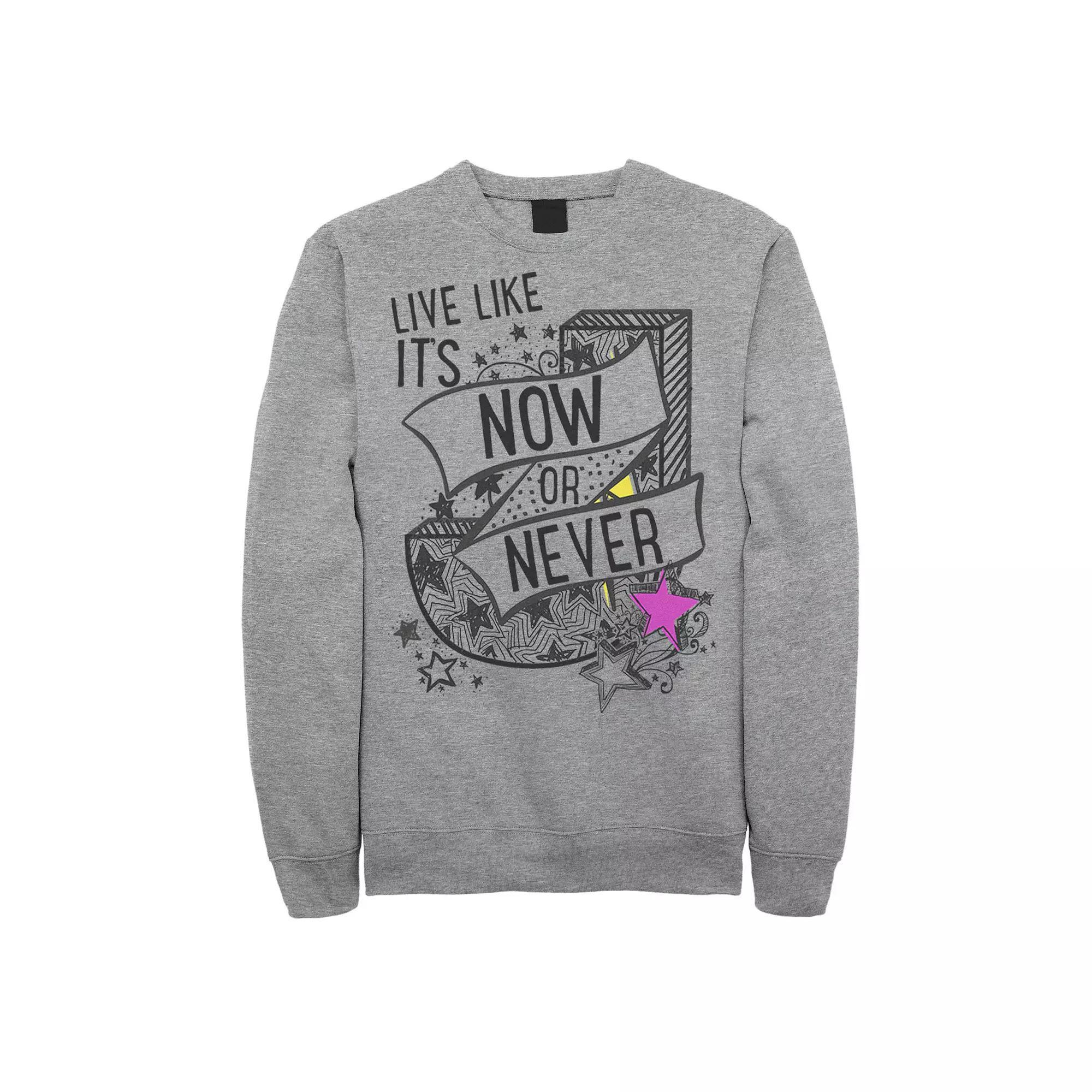Men's Julie And The Phantoms Live Like It's Now Or Never Sweatshirt, Size: Large, Athletic Grey Product Image
