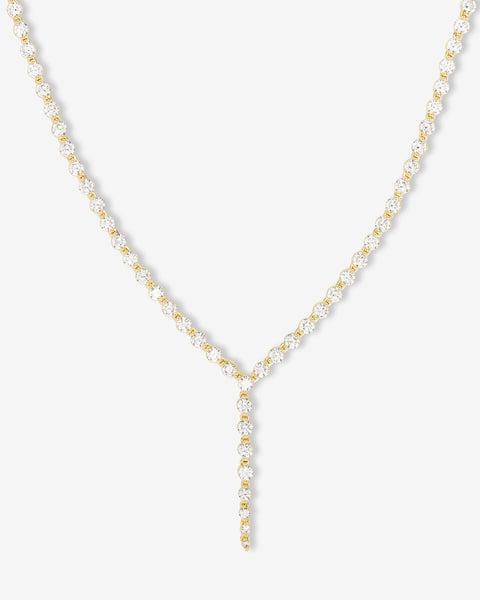 She's an Icon Lariat Tennis Necklace 16" - Gold|White Diamondettes Product Image
