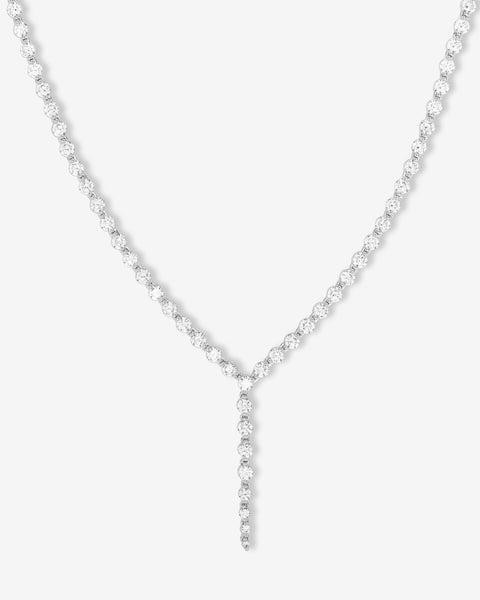 She's an Icon Lariat Tennis Necklace 18" - Silver|White Diamondettes Product Image