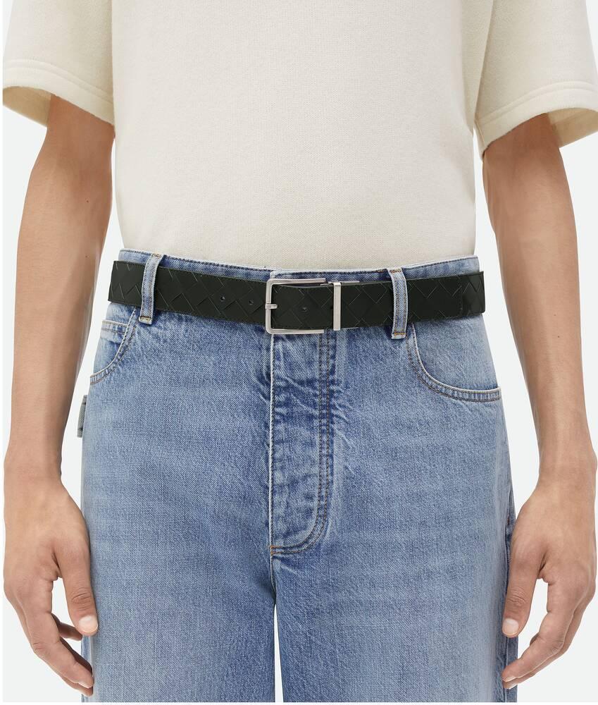 Men's Intrecciato Reversible Belt in Dark green / Barolo Product Image