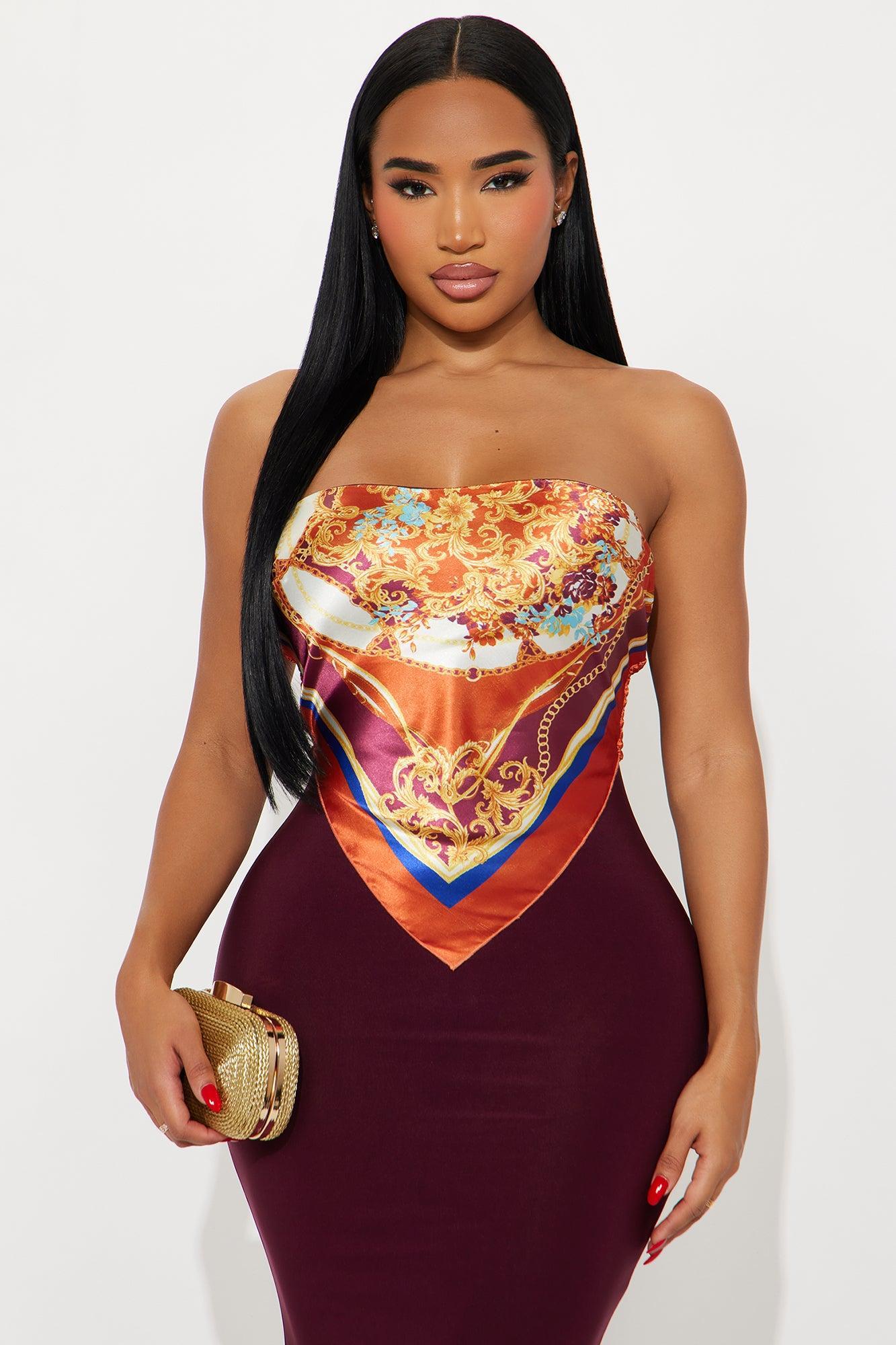Amelia Satin Maxi Tube Dress - Burgundy Product Image