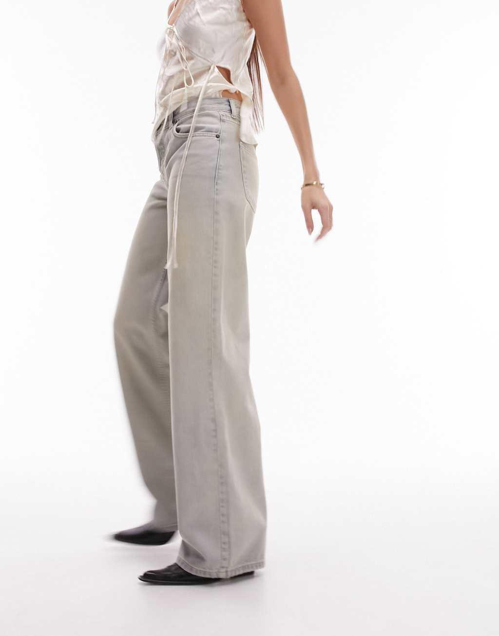 Topshop Ember low rise wide leg jeans in black  Product Image
