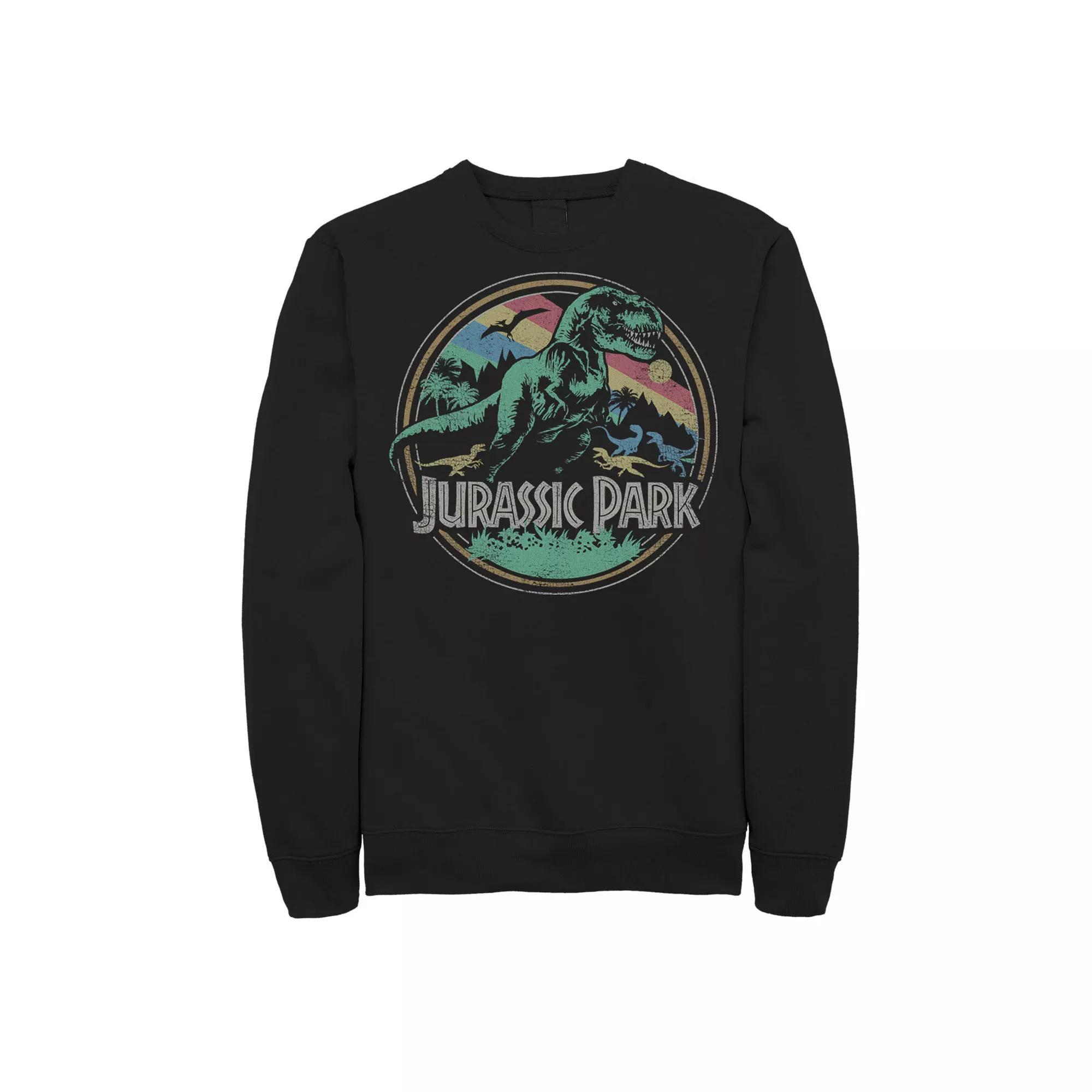 Men's Jurassic Park T-Rex Distressed Retro Logo Sweatshirt, Size: XL, Blue Product Image