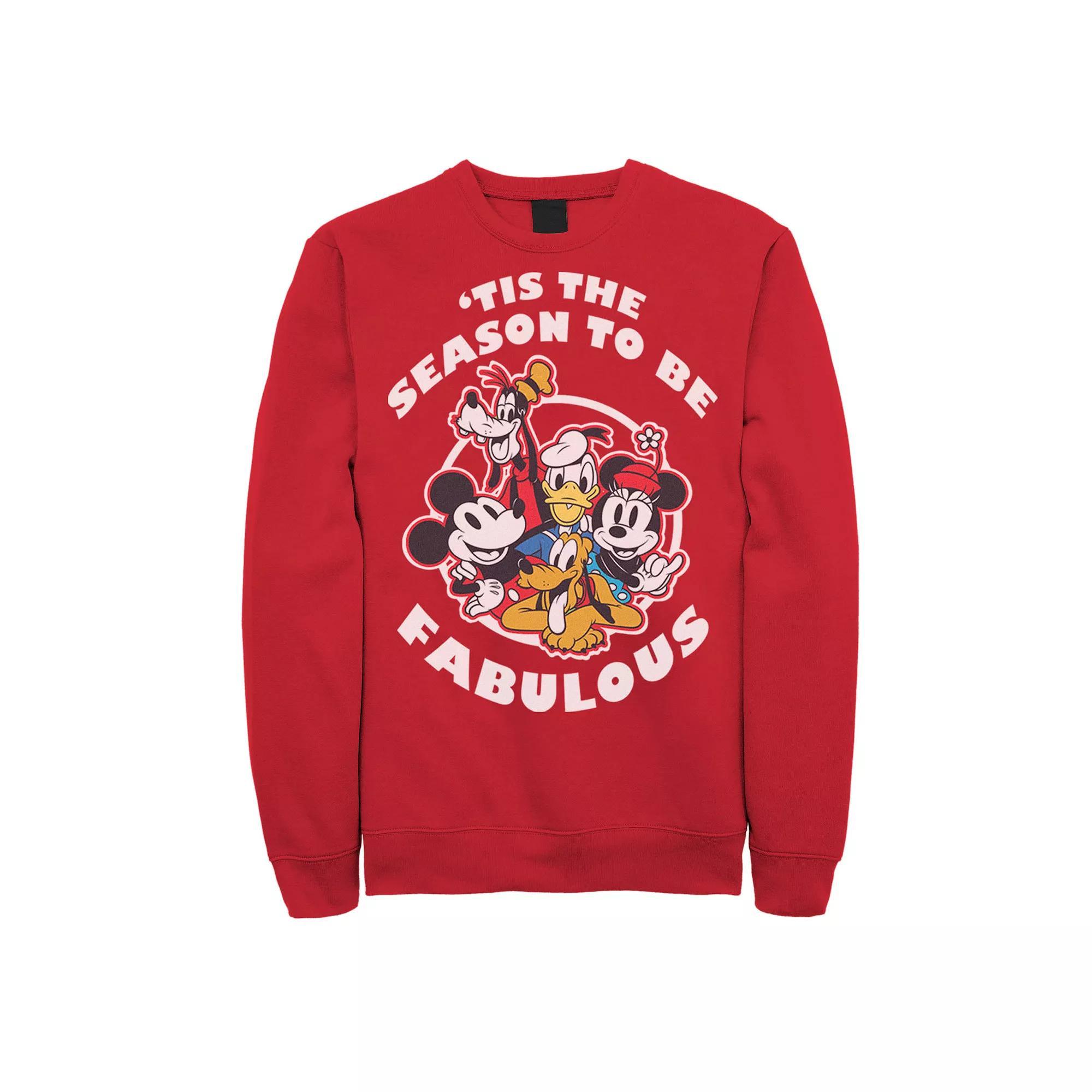 Disney's Group Shot 'Tis The Season To Be Fabulous Christmas Men's Sweatshirt, Size: Small, Red Product Image
