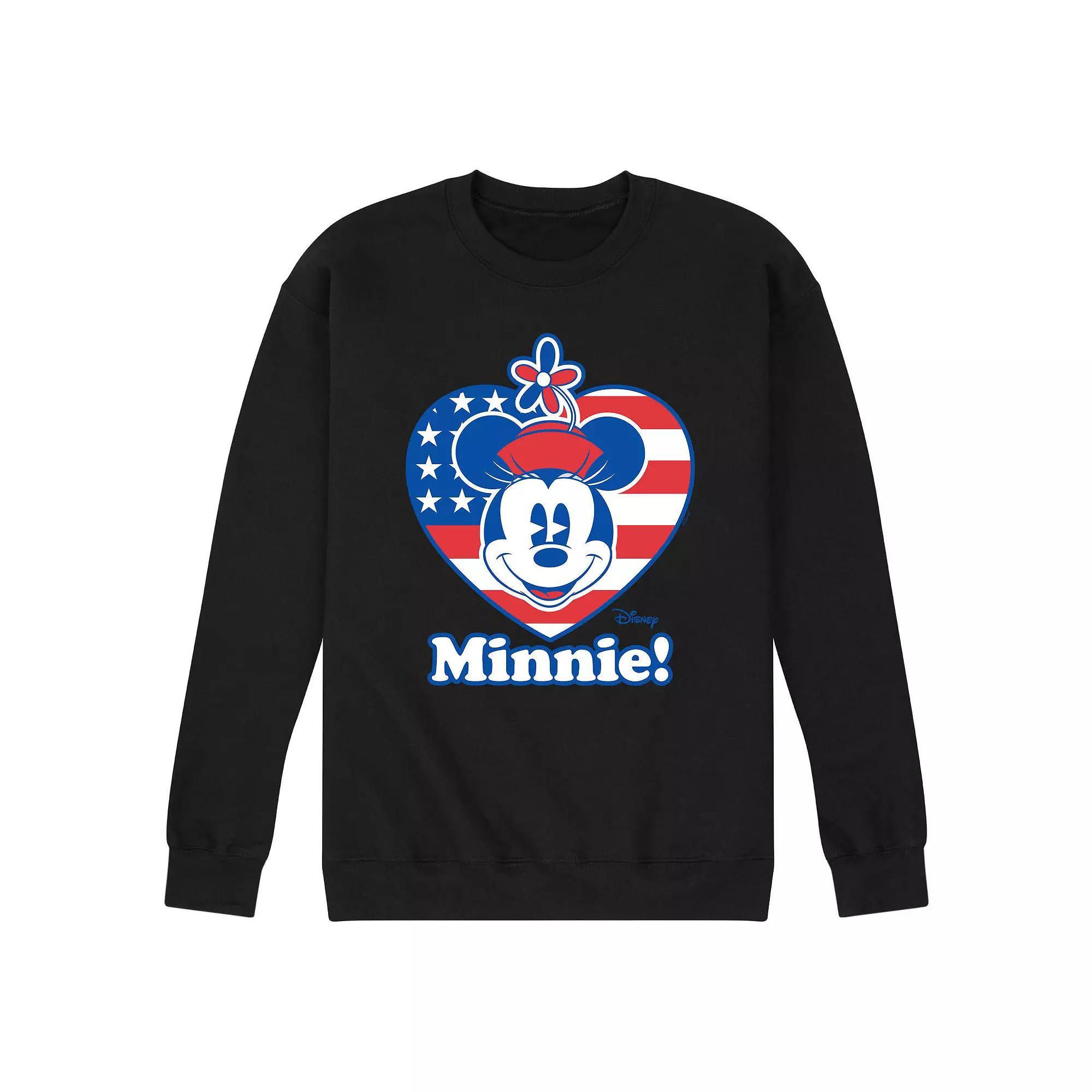 Disneys Minnie Mouse Mens Flag Heart Fleece Sweatshirt Product Image