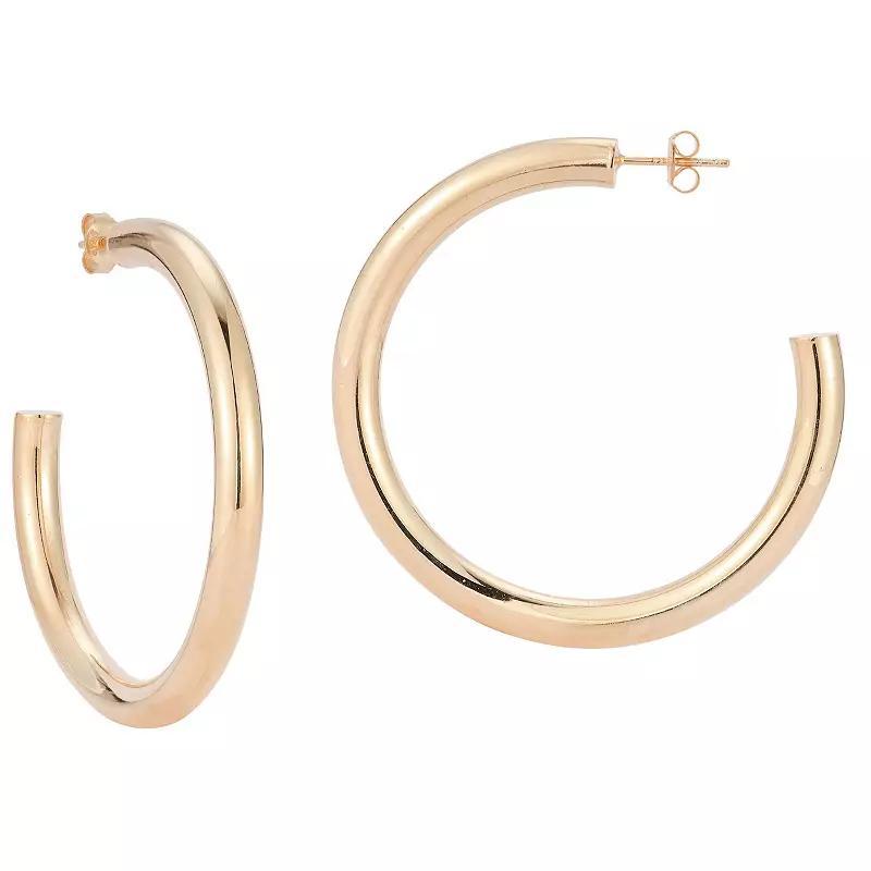 Sunkissed Sterling 14k Gold Over Silver Thick Hoop Earrings, Womens, Yellow Gold Tone Product Image