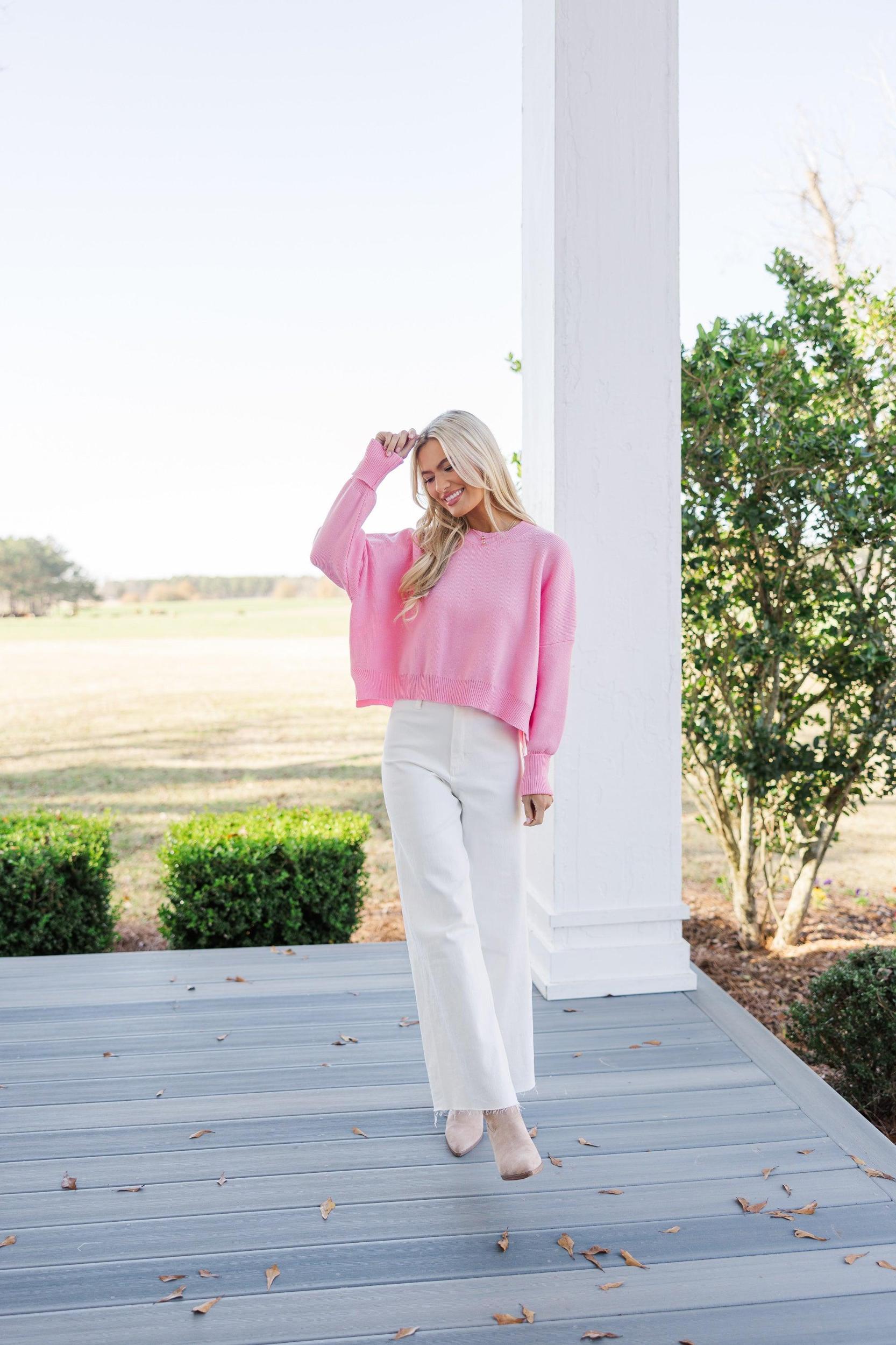 Perfectly You Pink Cropped Sweater Female Product Image