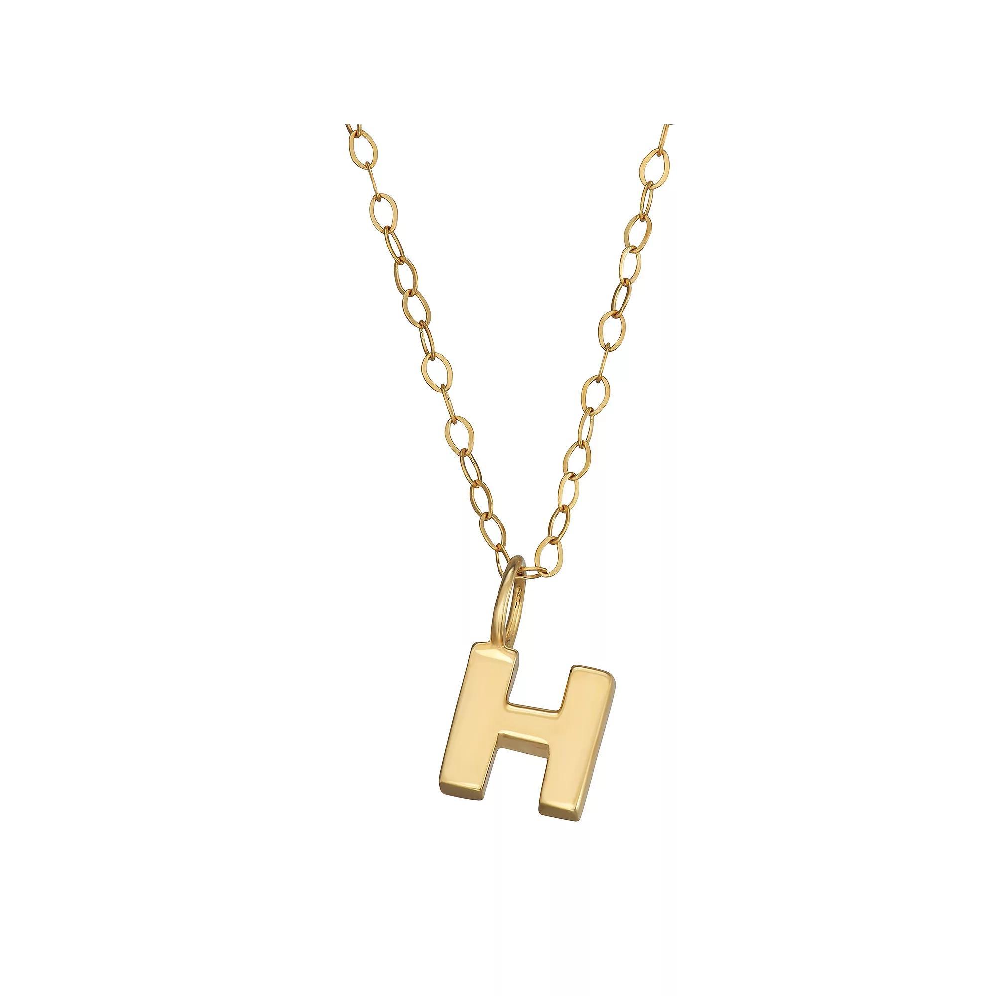 10K Gold Initial Pendant on 14K Gold Filled Chain, Womens Product Image