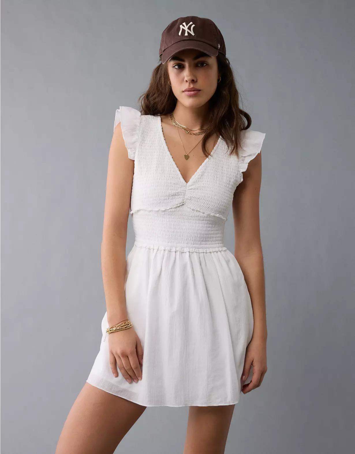 AE Smocked Flutter Sleeve Mini Dress Product Image