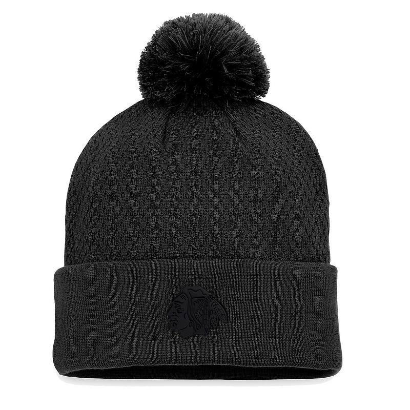 Women's Fanatics Branded Black Dallas Stars Authentic Pro Road Cuffed Knit Hat with Pom, Str Black Product Image