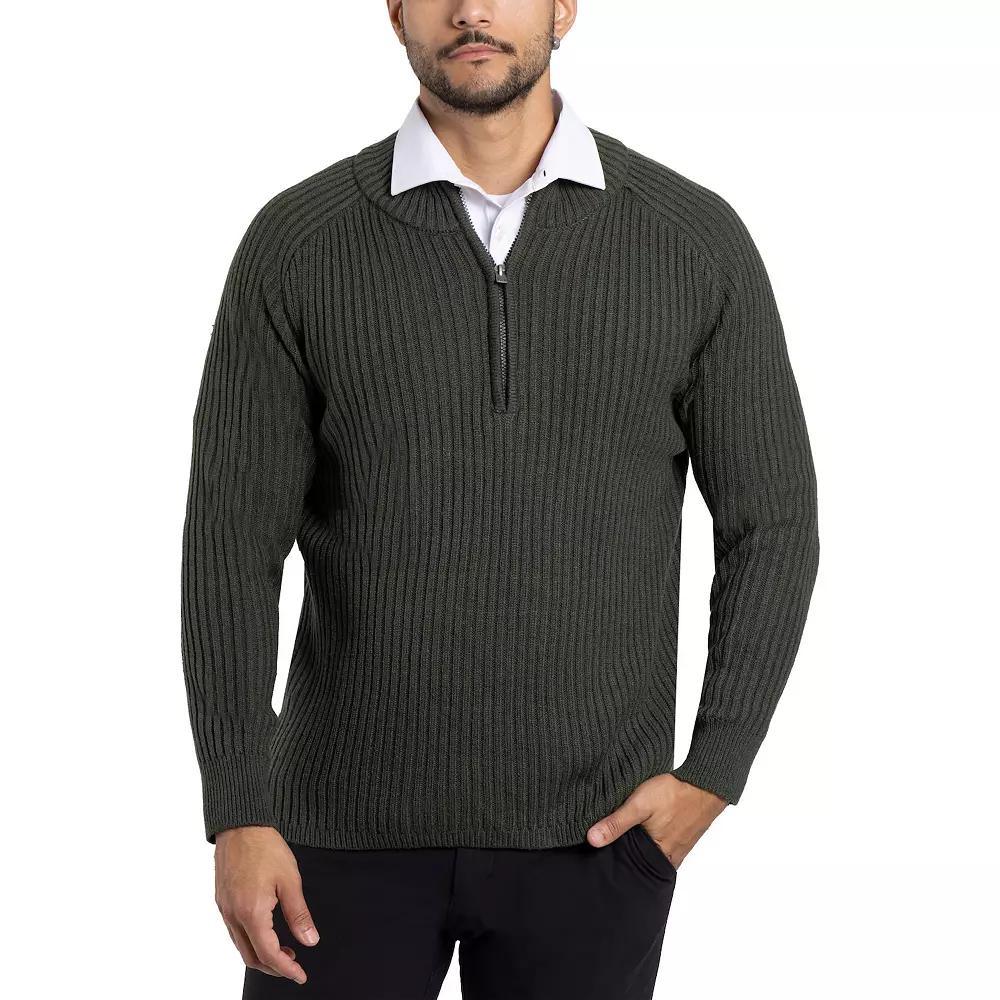 Men's Xray Ribbed Quarter-Zip Sweater, Size: Large, Black Product Image