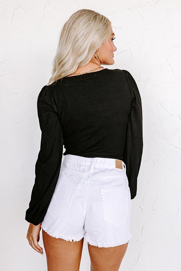 The Winnow High Waist Distressed Shorts In White Product Image
