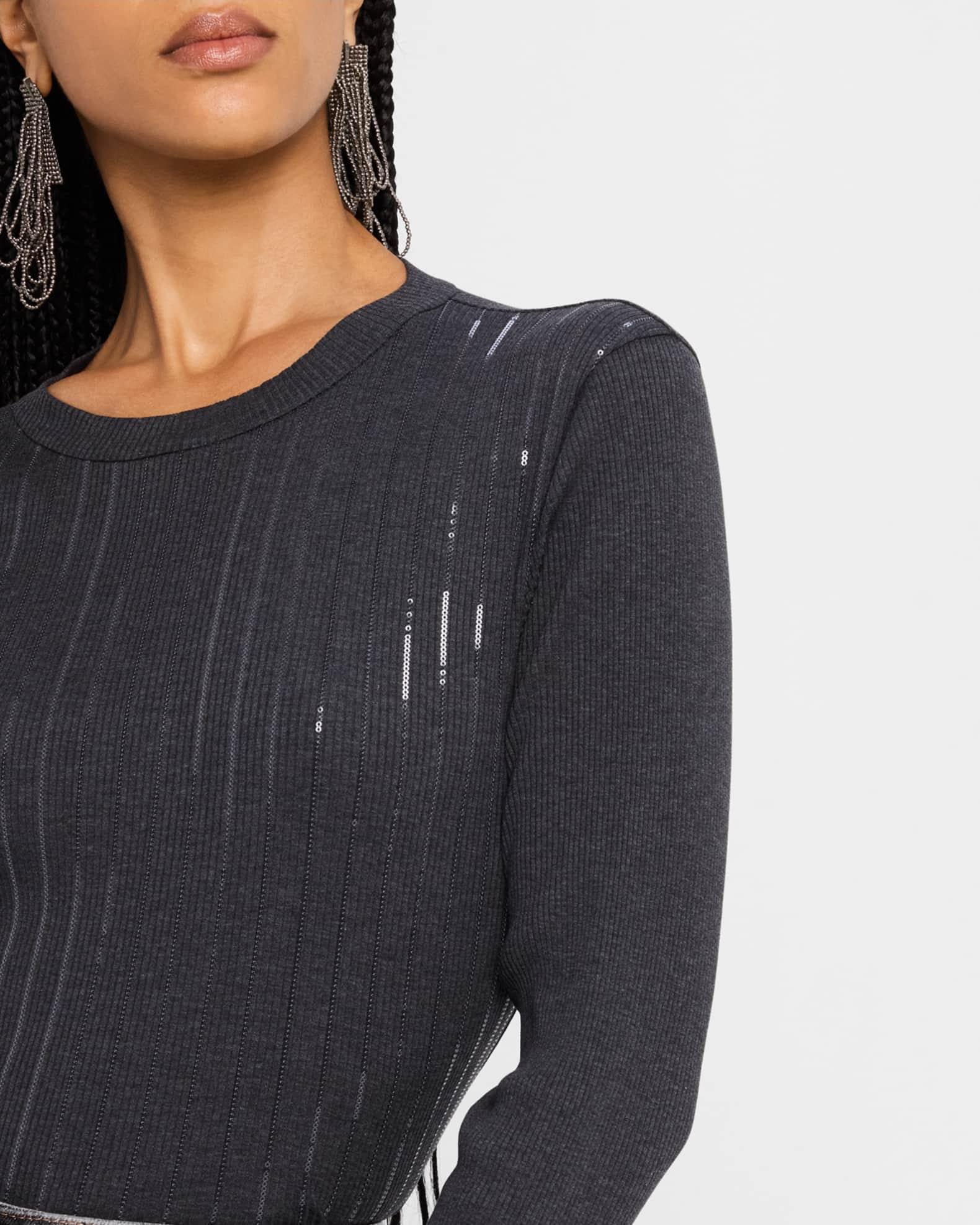 Pailette Embroidered Ribbed T-Shirt Product Image