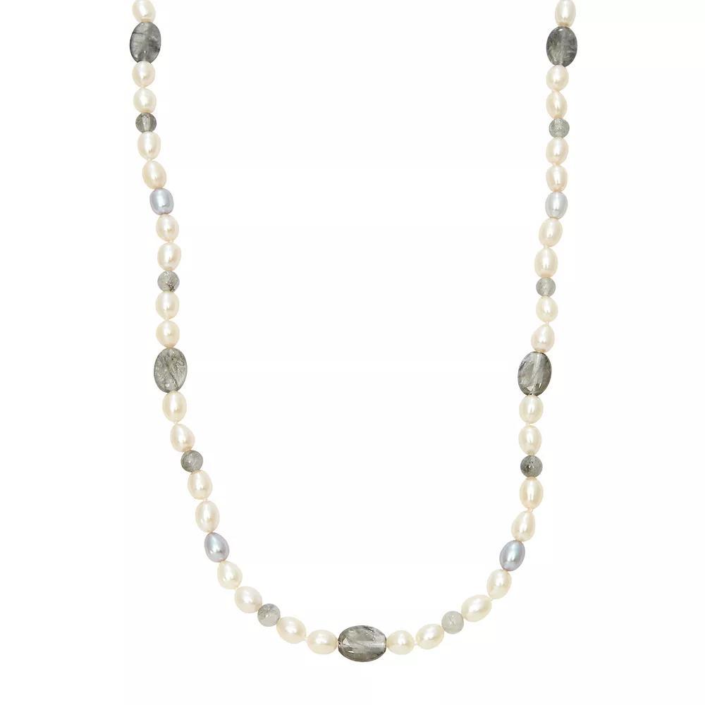 Dyed Freshwater Cultured Pearl & Quartz Sterling Silver Necklace, Women's, Size: 36", Multicolor Product Image