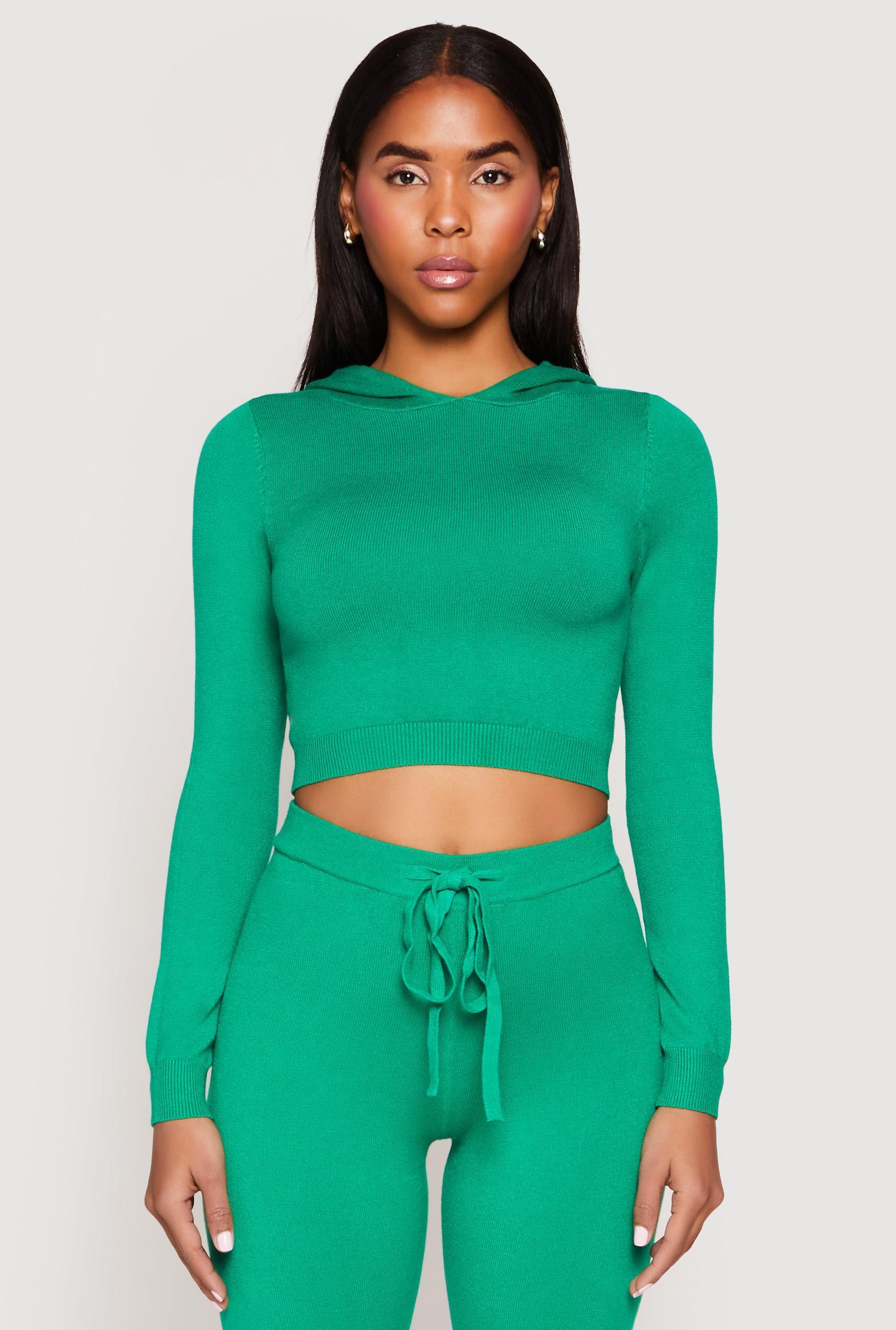 Womens Daisy Cropped Hooded Pullover Sweater Product Image