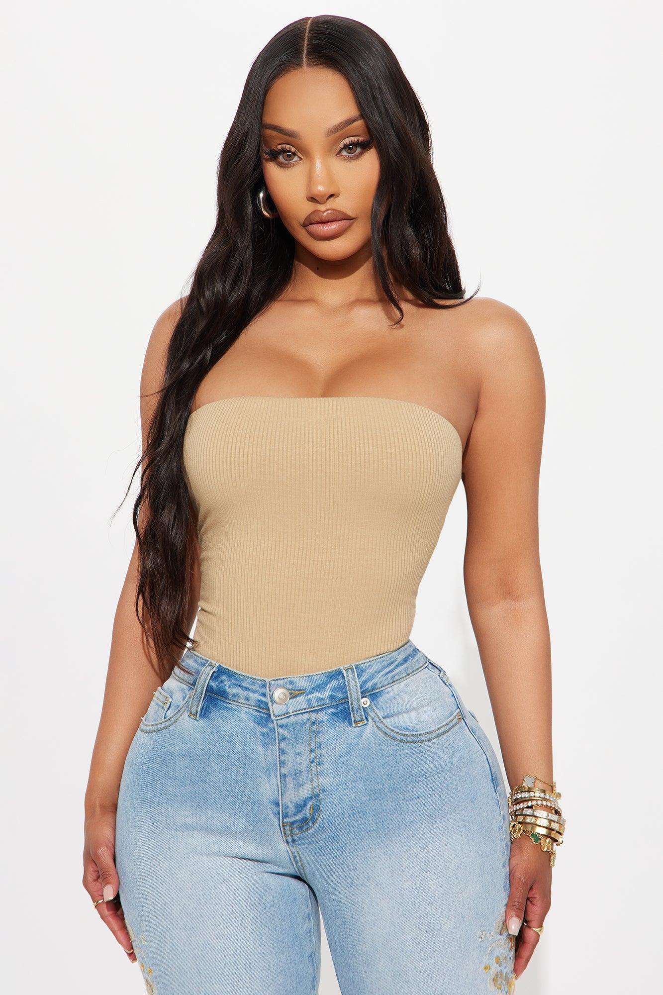 Demi Double Lined Tube Bodysuit - Nude Product Image