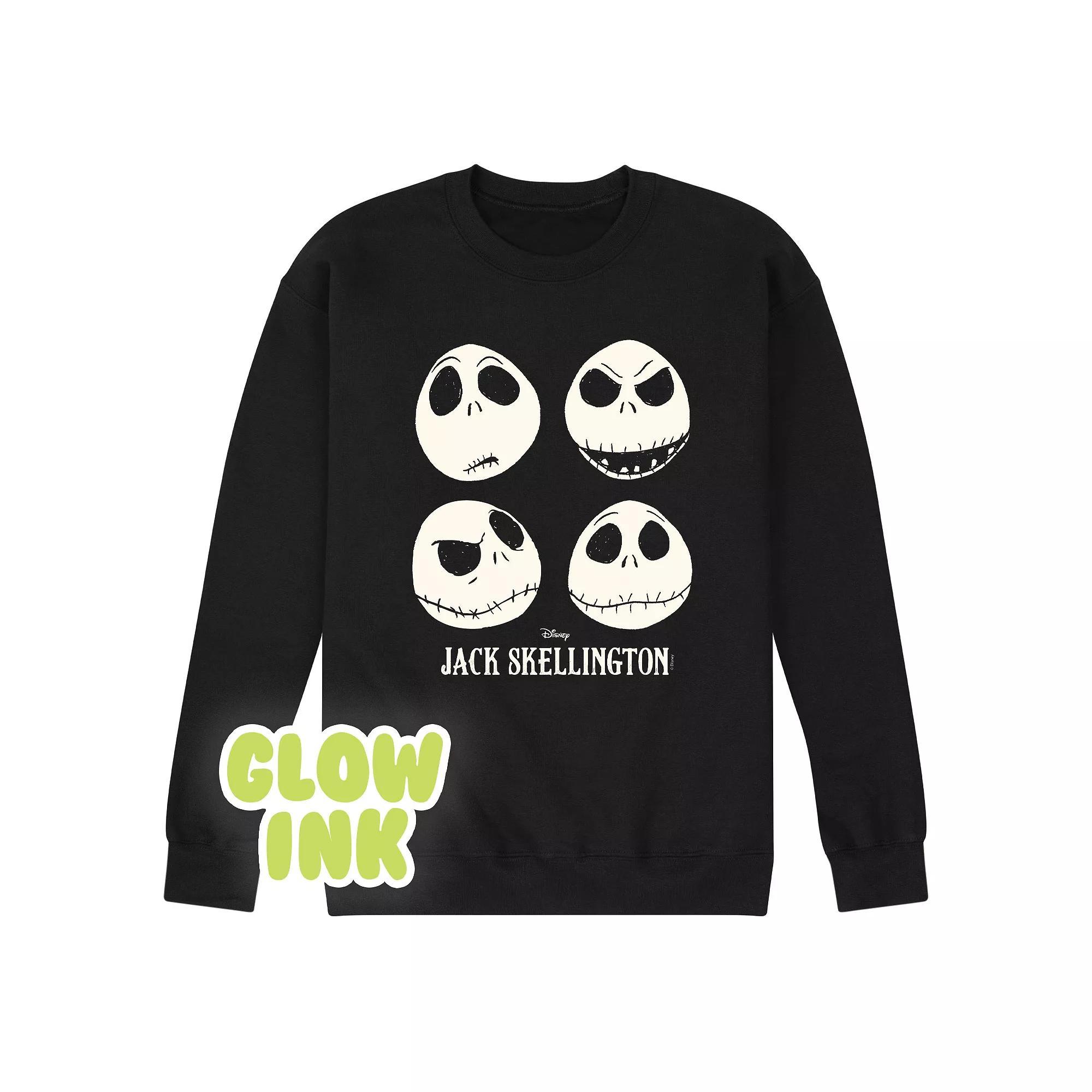 Disneys Nightmare Before Christmas Jack Skellington Mens Glow Fleece Sweatshirt Blue Product Image