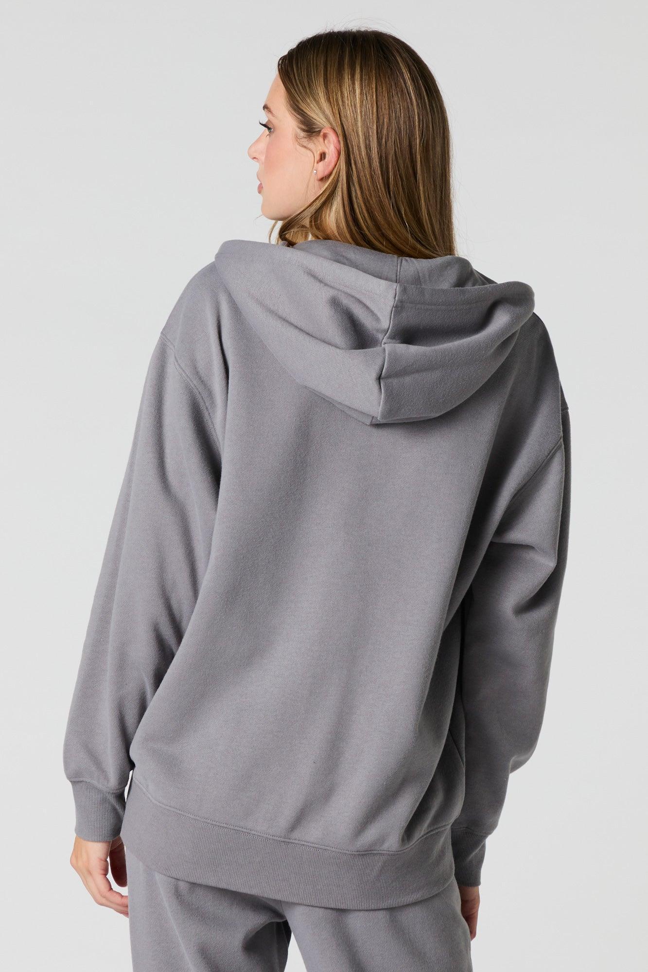 Oversized Zip-Up Fleece Hoodie Female Product Image