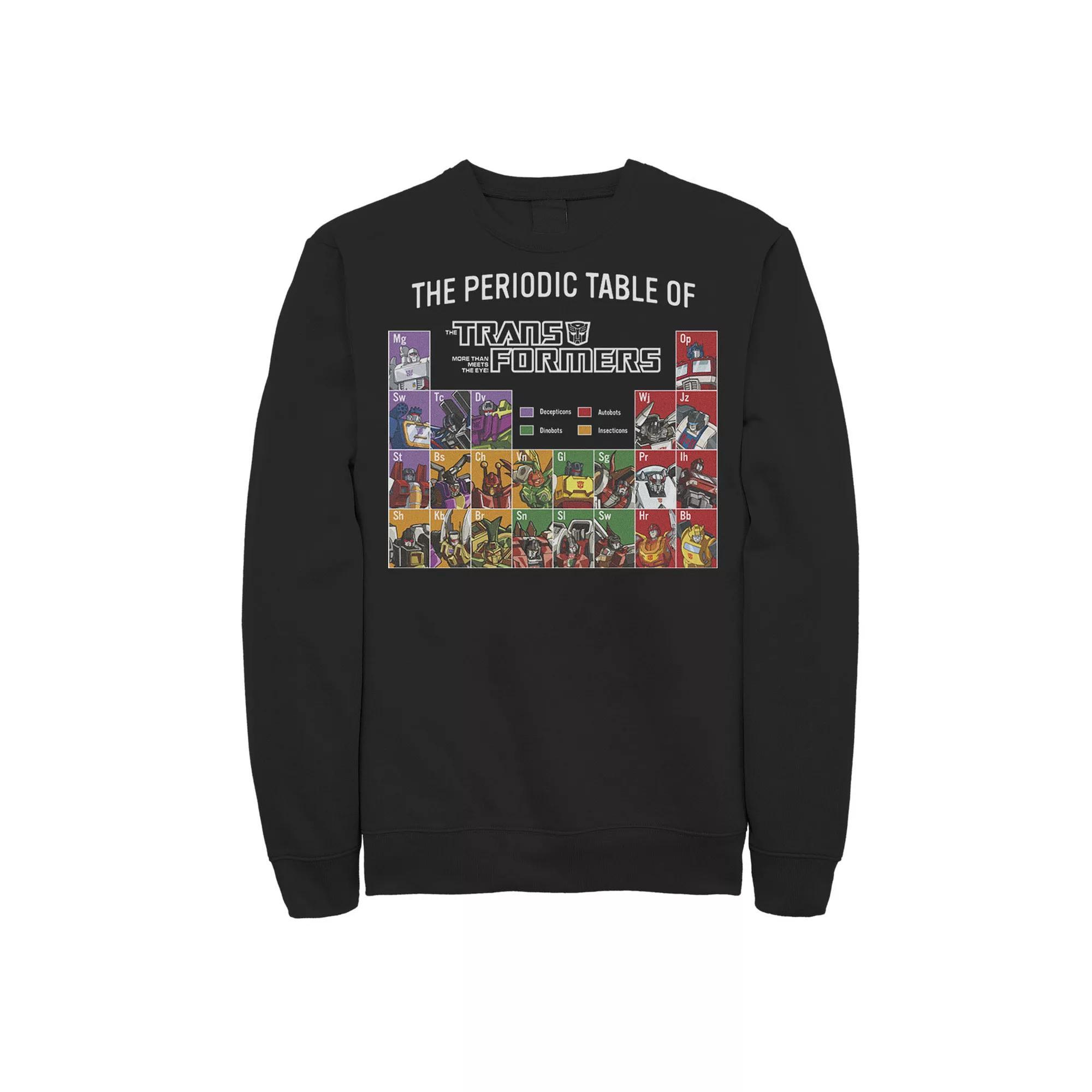 Big & Tall Transformers The Periodic Table Fleece Sweatshirt, Men's, Size: 3XL, Black Product Image