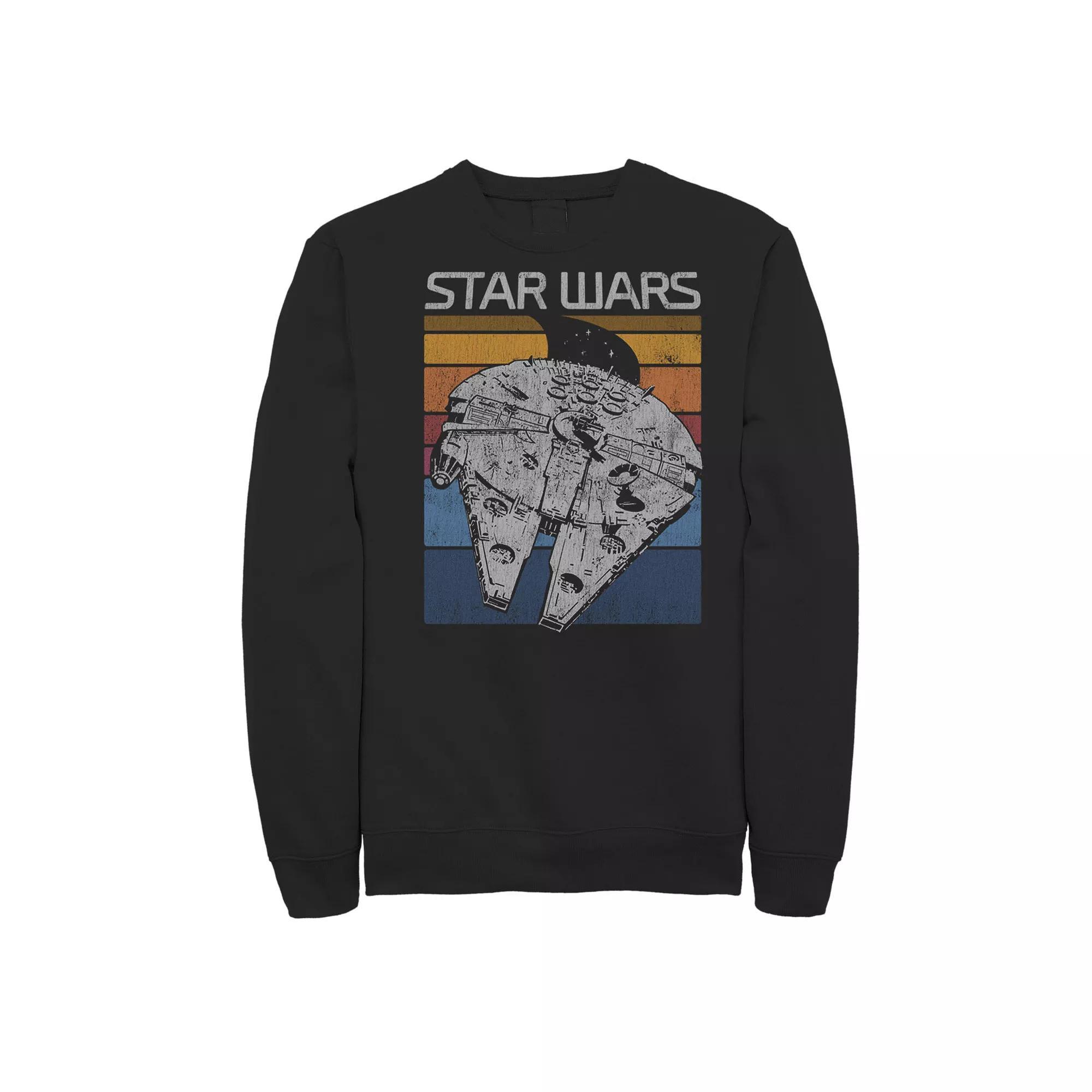 Men's Star Wars Millennium Falcon Retro Lines Poster Sweatshirt, Size: Medium, Black Product Image