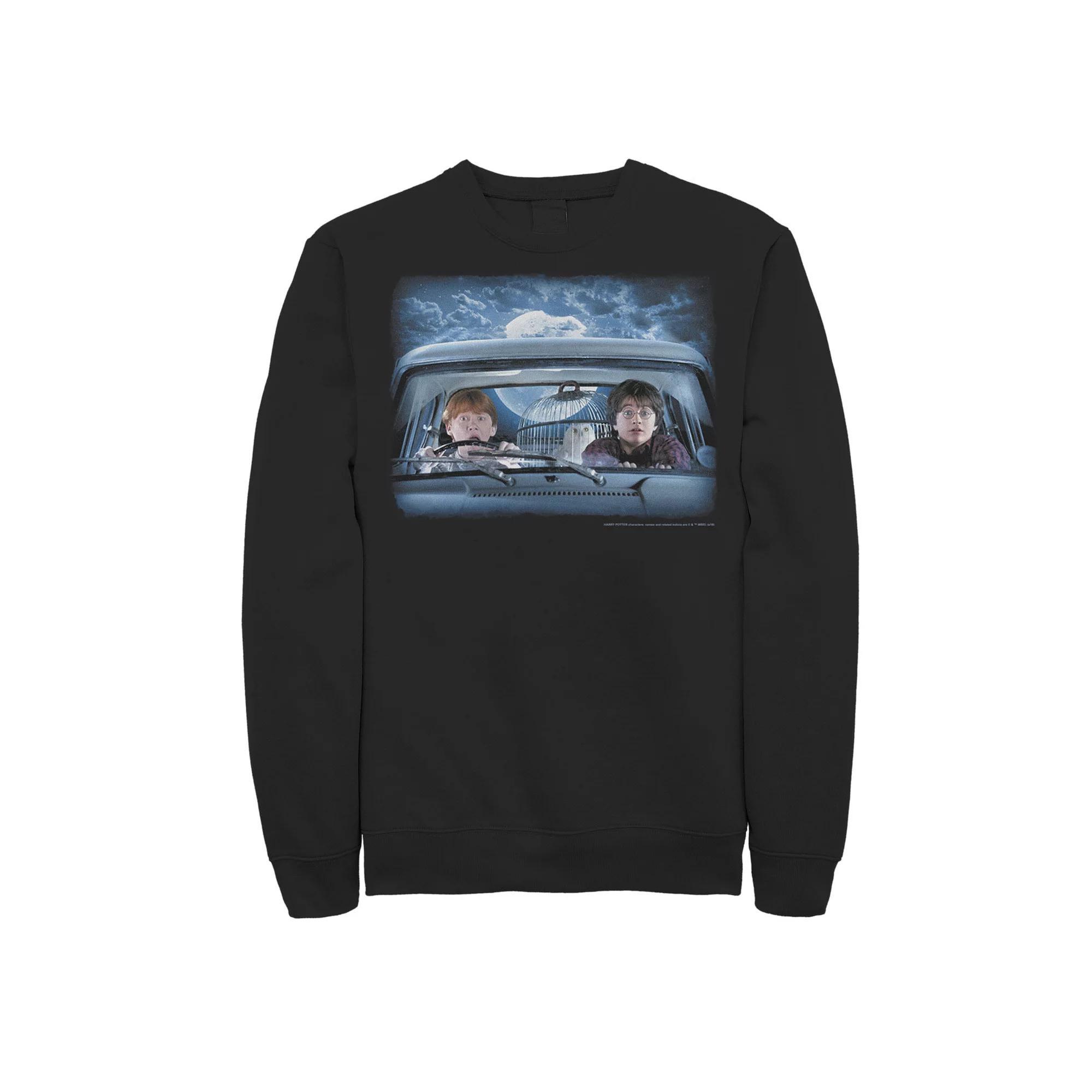 Men's Harry Potter Ron & Harry In The Flying Car Sweatshirt, Size: Medium, Black Product Image