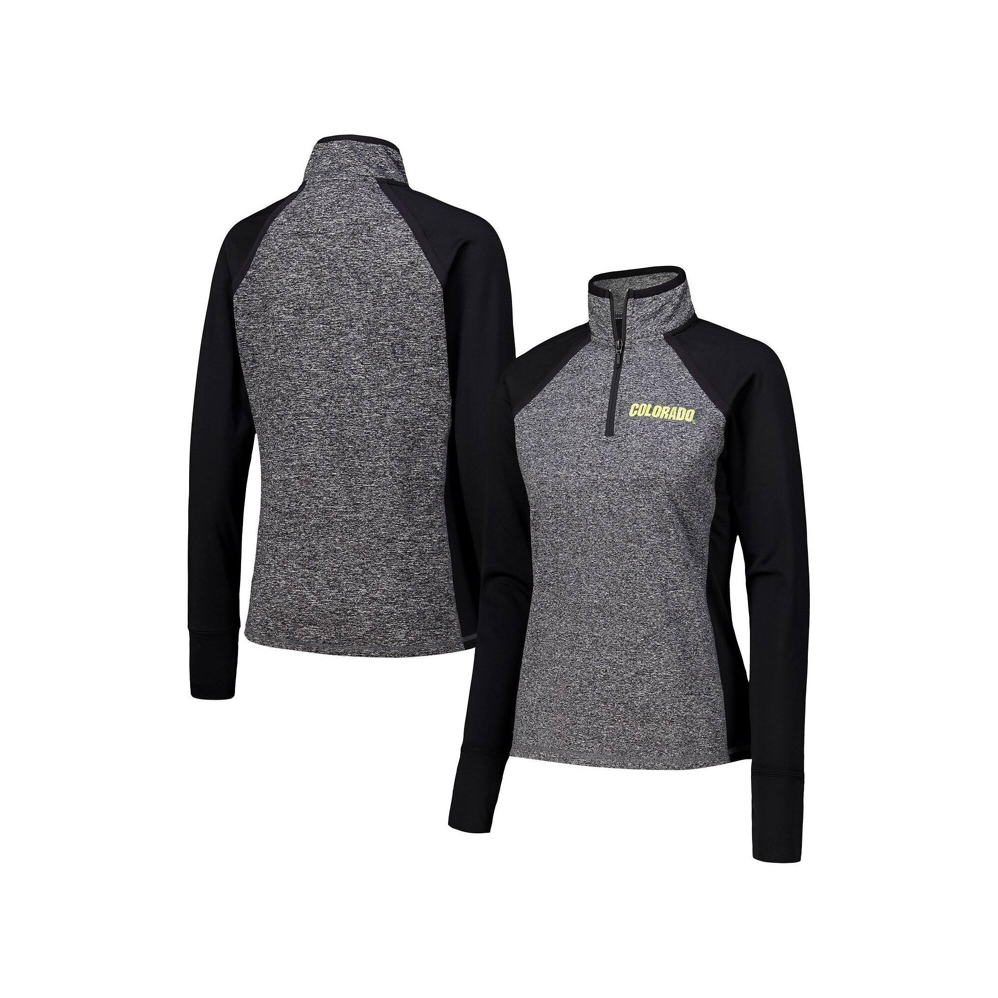 Women's Black/Heather Gray Colorado Buffaloes Finalist Raglan Quarter-Zip Jacket, Size: Small Product Image