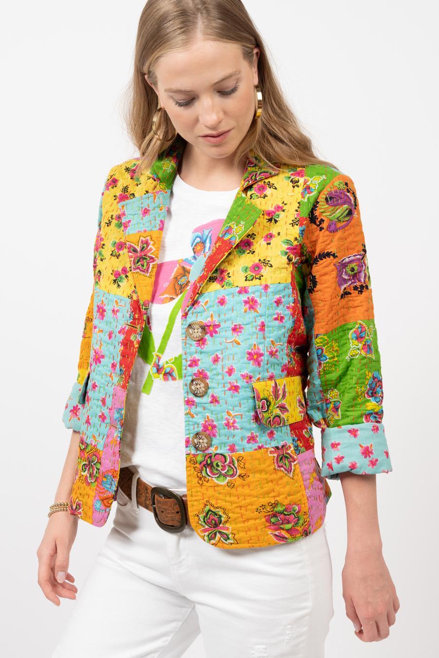 Kantha Stitch Patchwork Blazer Product Image