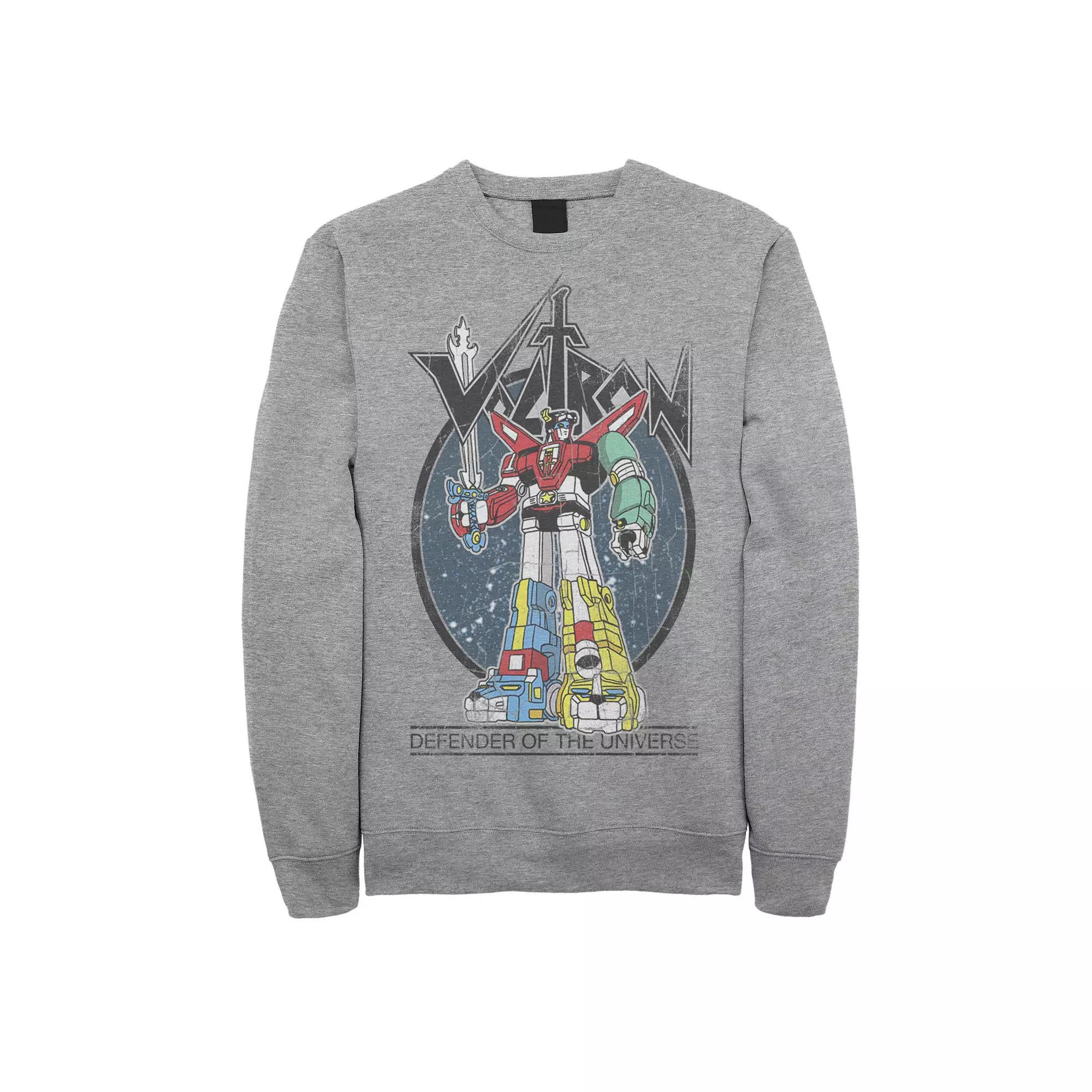 Men's Voltron: Retro Defender Colorful Distressed Graphic Fleece, Size: 3XL, Athletic Grey Product Image