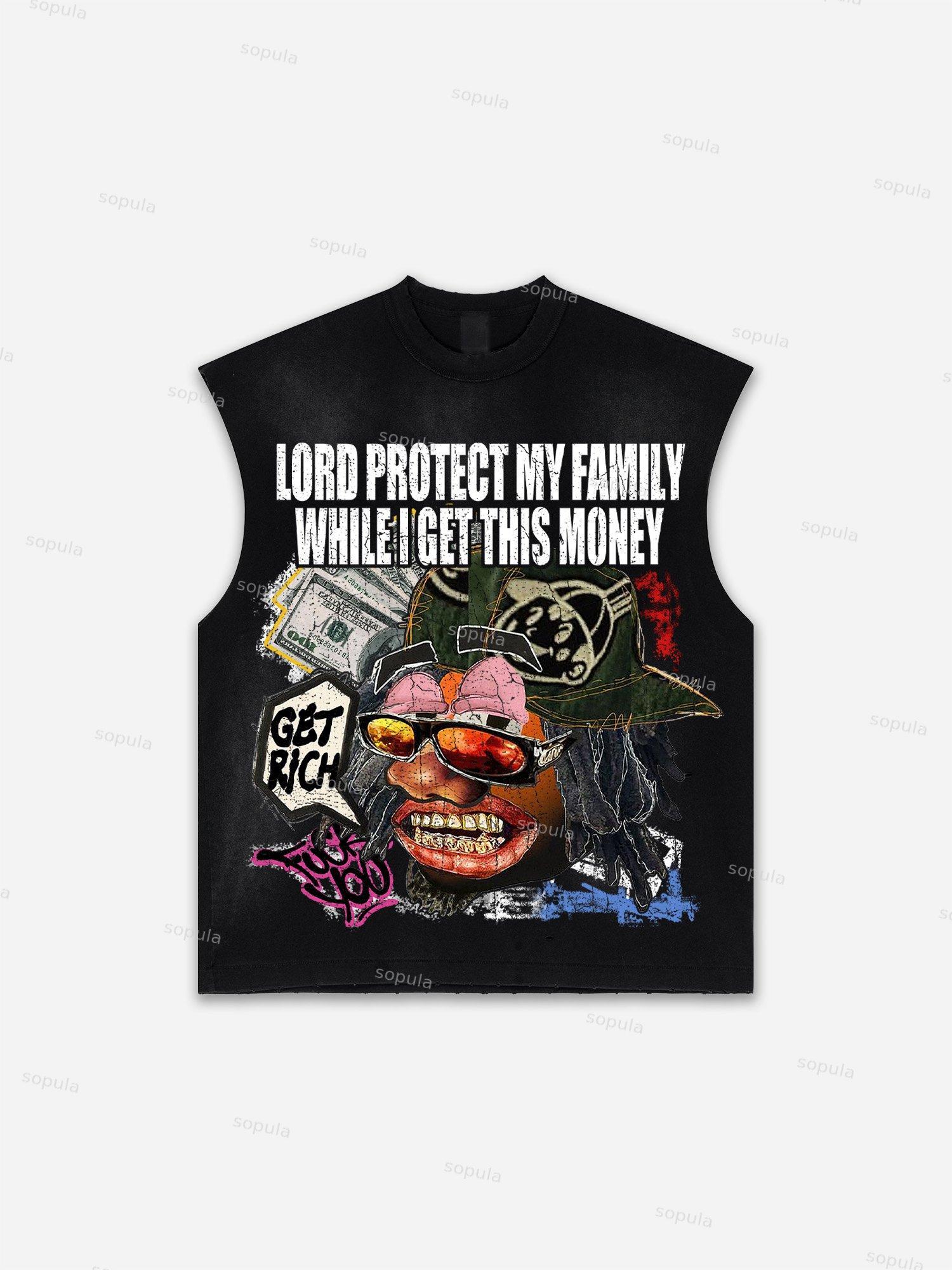 Men's Washed Casual Virtual Shadow Graphic Tank Top Product Image