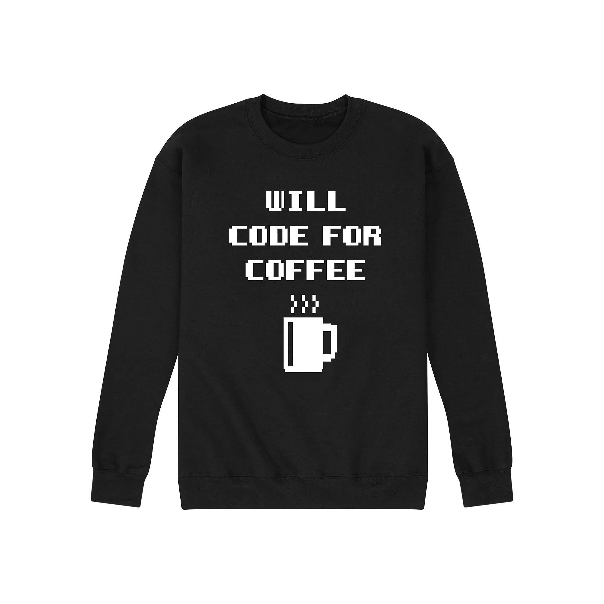 Mens Will Code For Coffee Sweatshirt Product Image