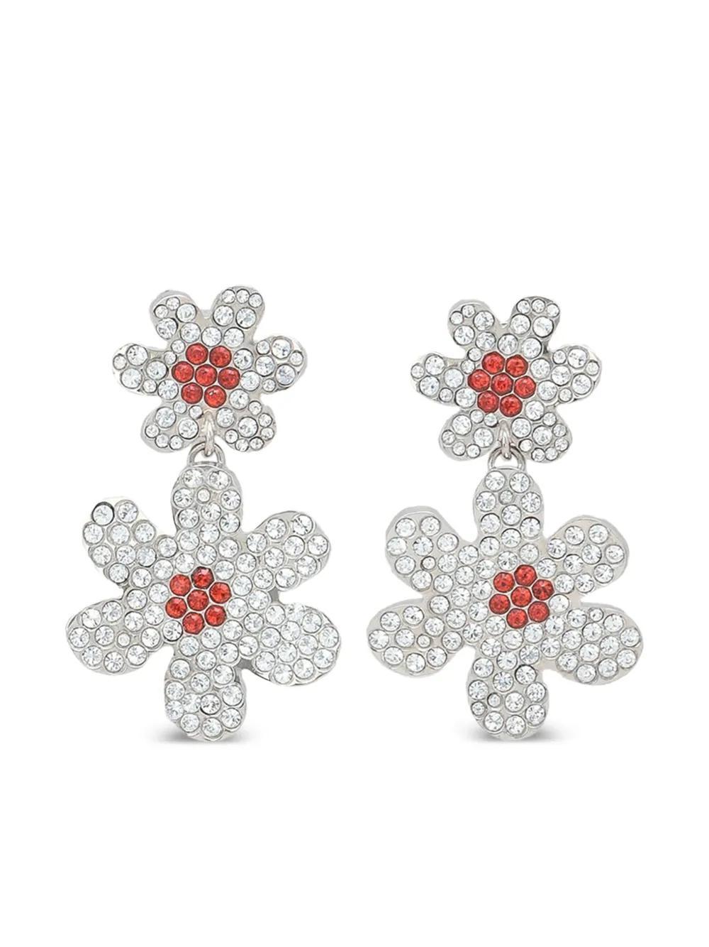 crystal-flower drop earrings Product Image