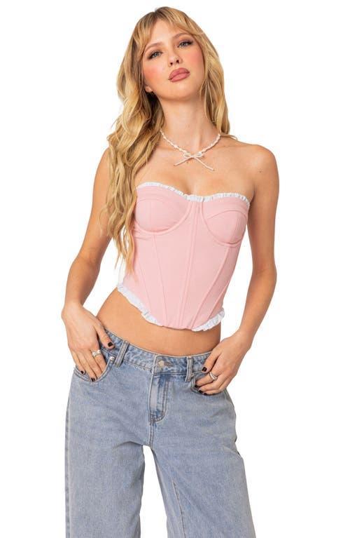 Womens Tempting textured ruffle hem corset top Product Image