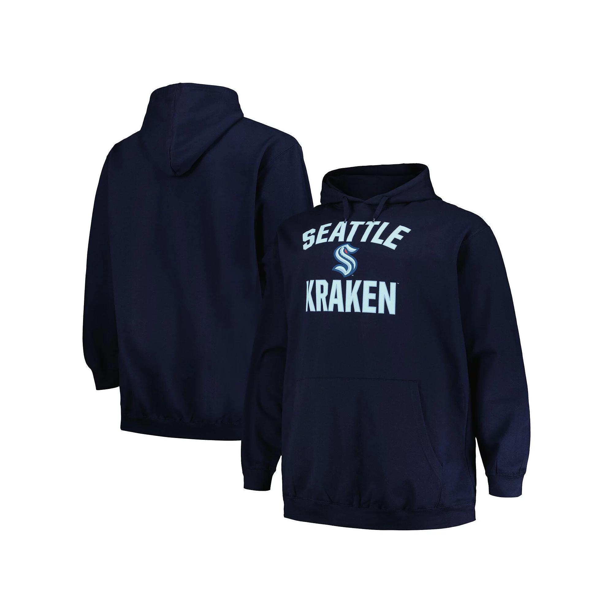Men's Profile Deep Sea Blue Seattle Kraken Big & Tall Arch Over Logo Pullover Hoodie, Size: 5XB, Krk Blue Product Image