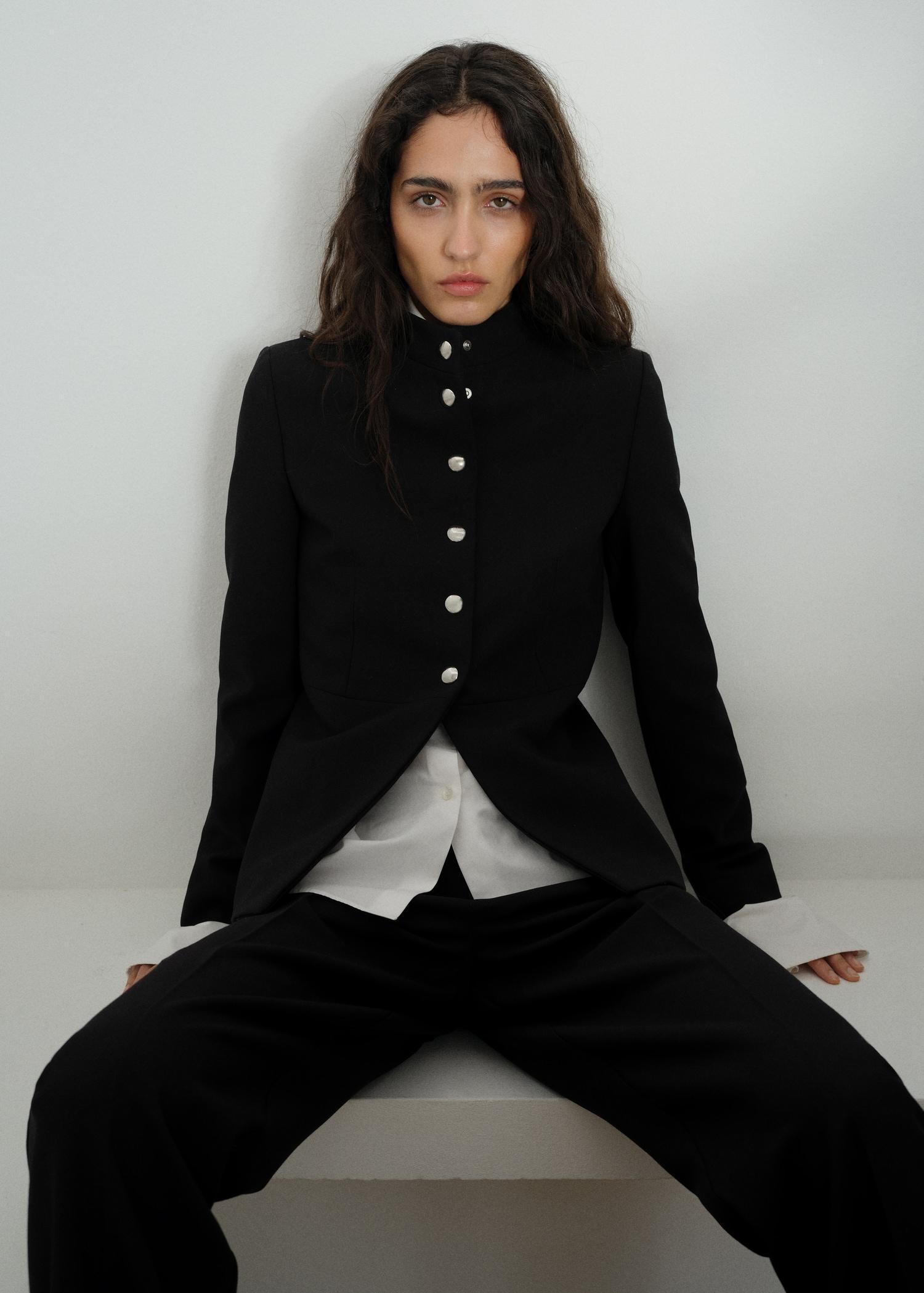 Jacket with jewel-button strip collar - Women | MANGO USA Product Image