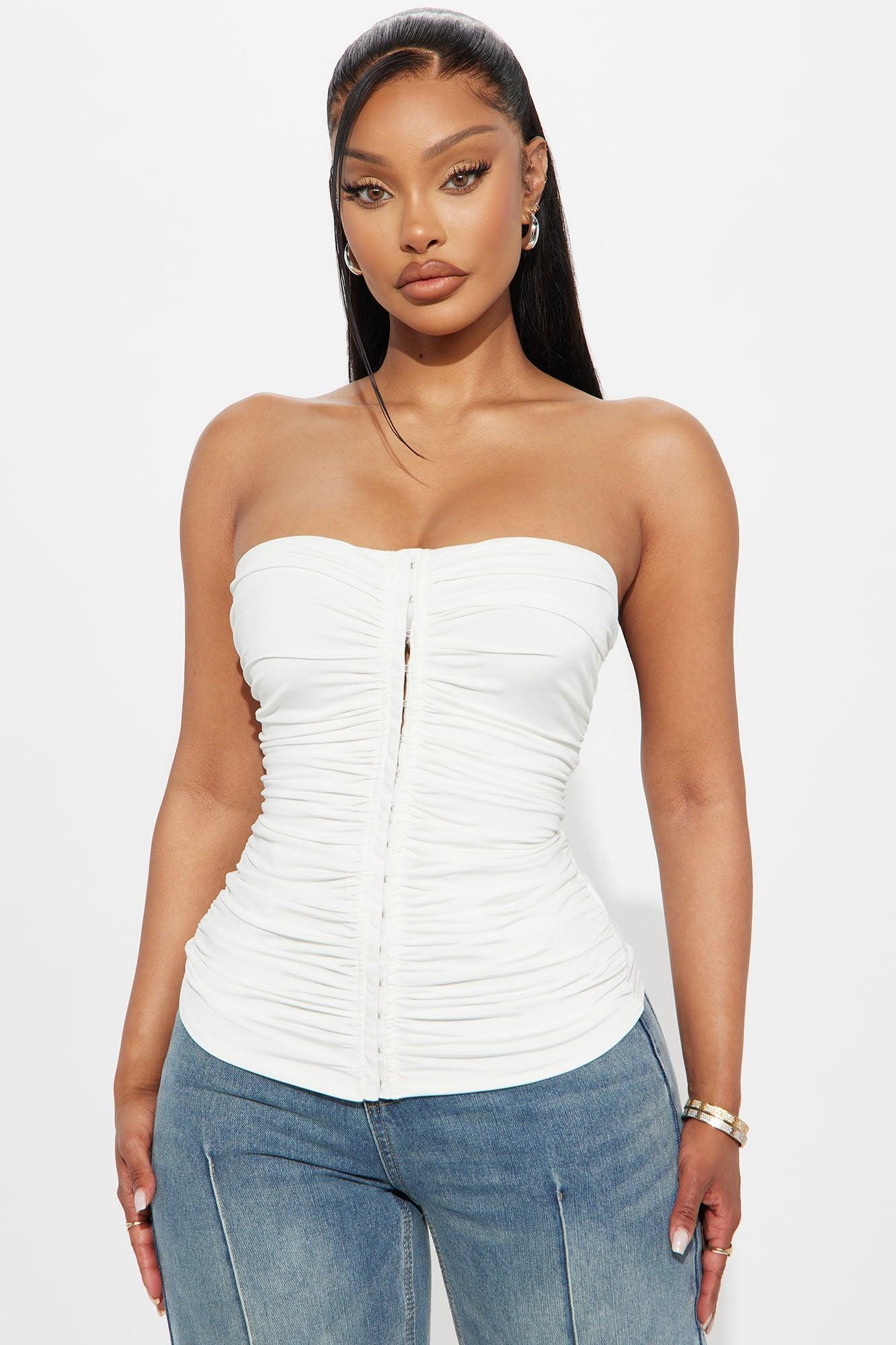 Run It Up Ruched Tube Top - Ivory Female Product Image