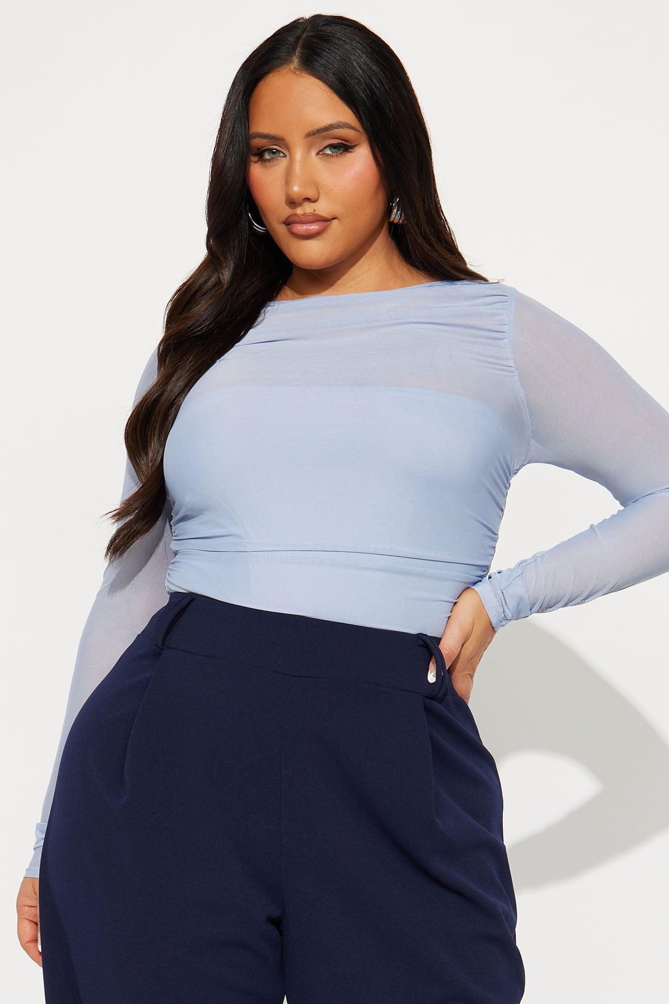 Melina Mesh Long Sleeve Bodysuit - Periwinkle Female Product Image