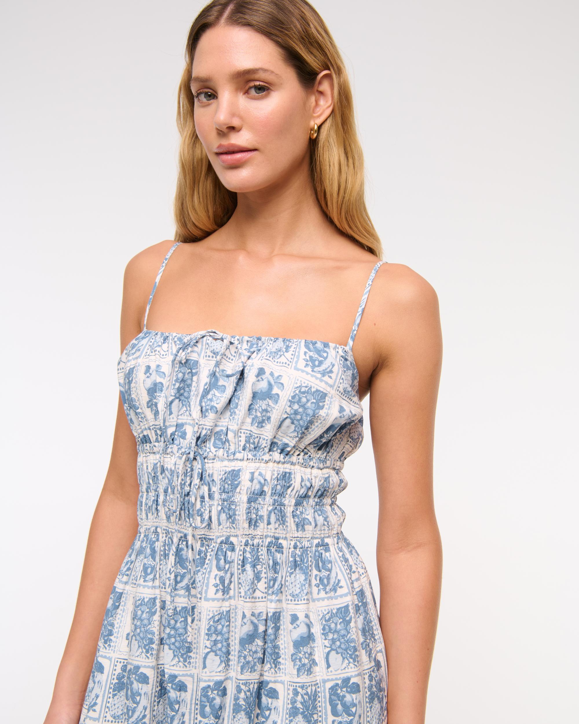 Smocked Tie-Front Maxi Dress Product Image