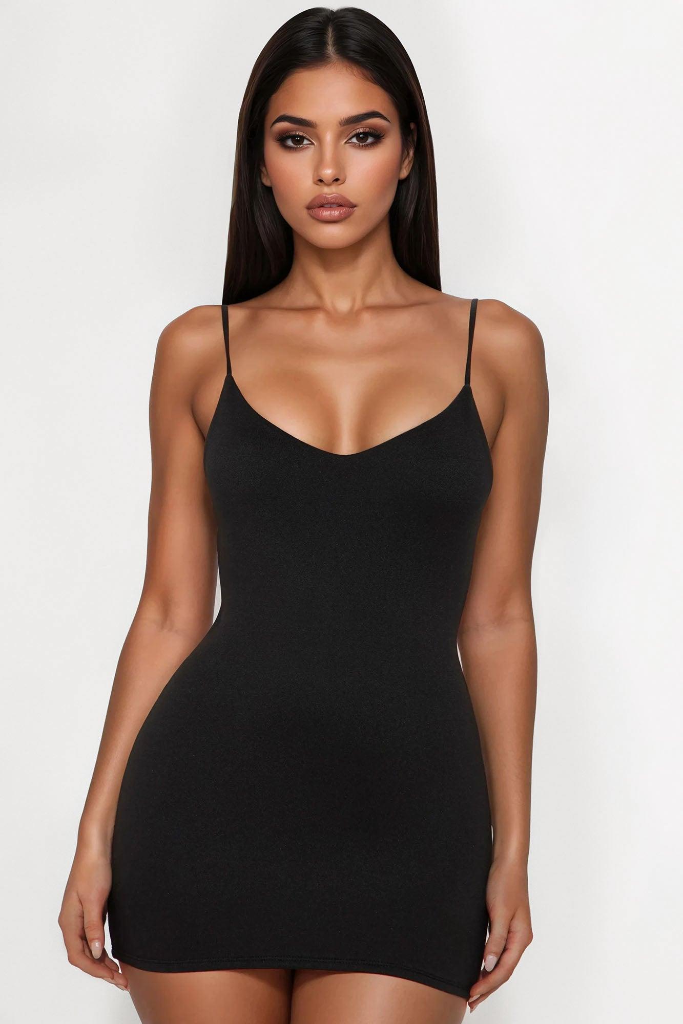 Dali Double Lined Micro Mini Dress - Black Product Image