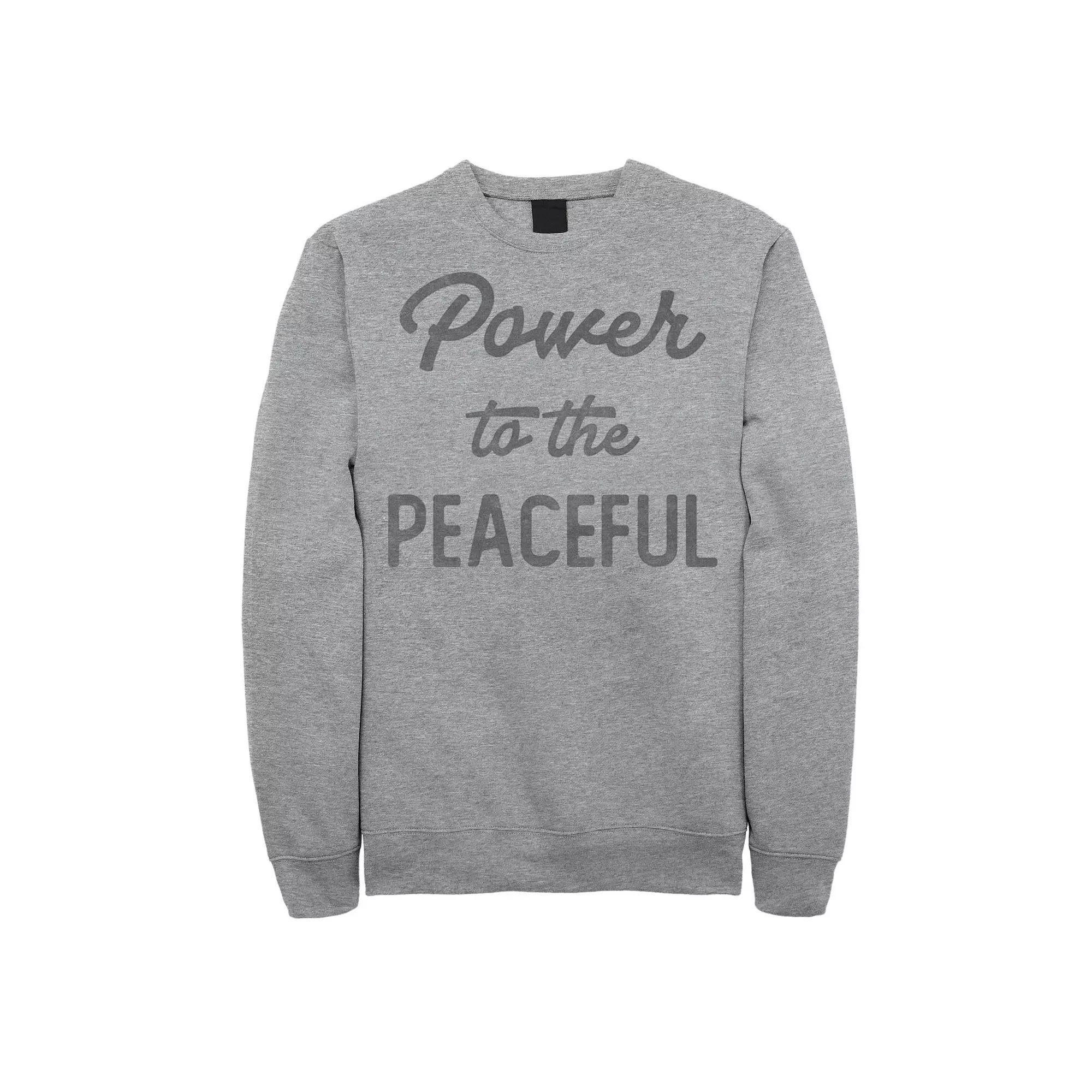 Men's Fifth Sun "Power To The Peaceful" Sweatshirt, Size: Large, Athletic Grey Product Image