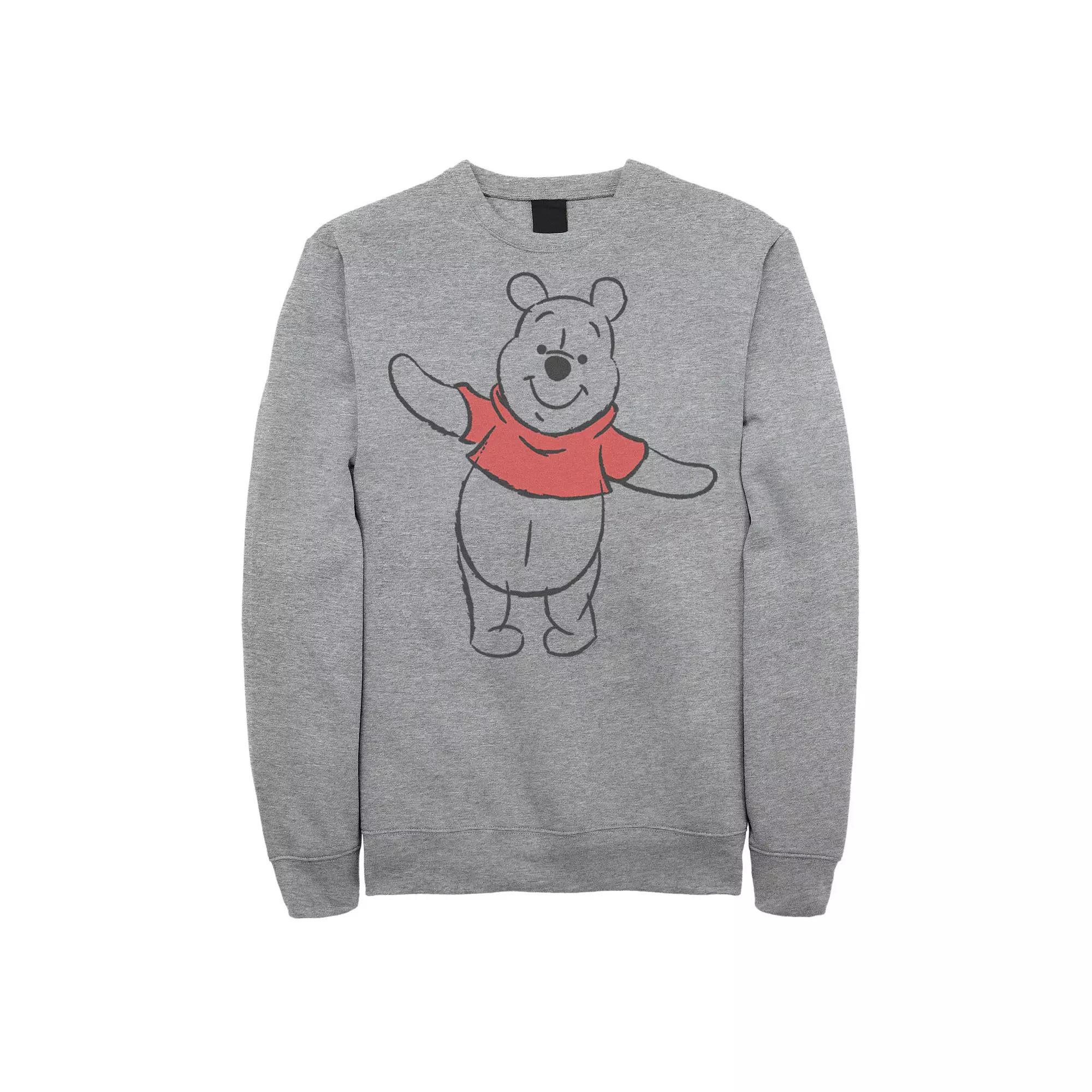 Disneys Big & Tall Winnie The Pooh Art Bear Sketch Fleece, Mens Athletic Grey Product Image