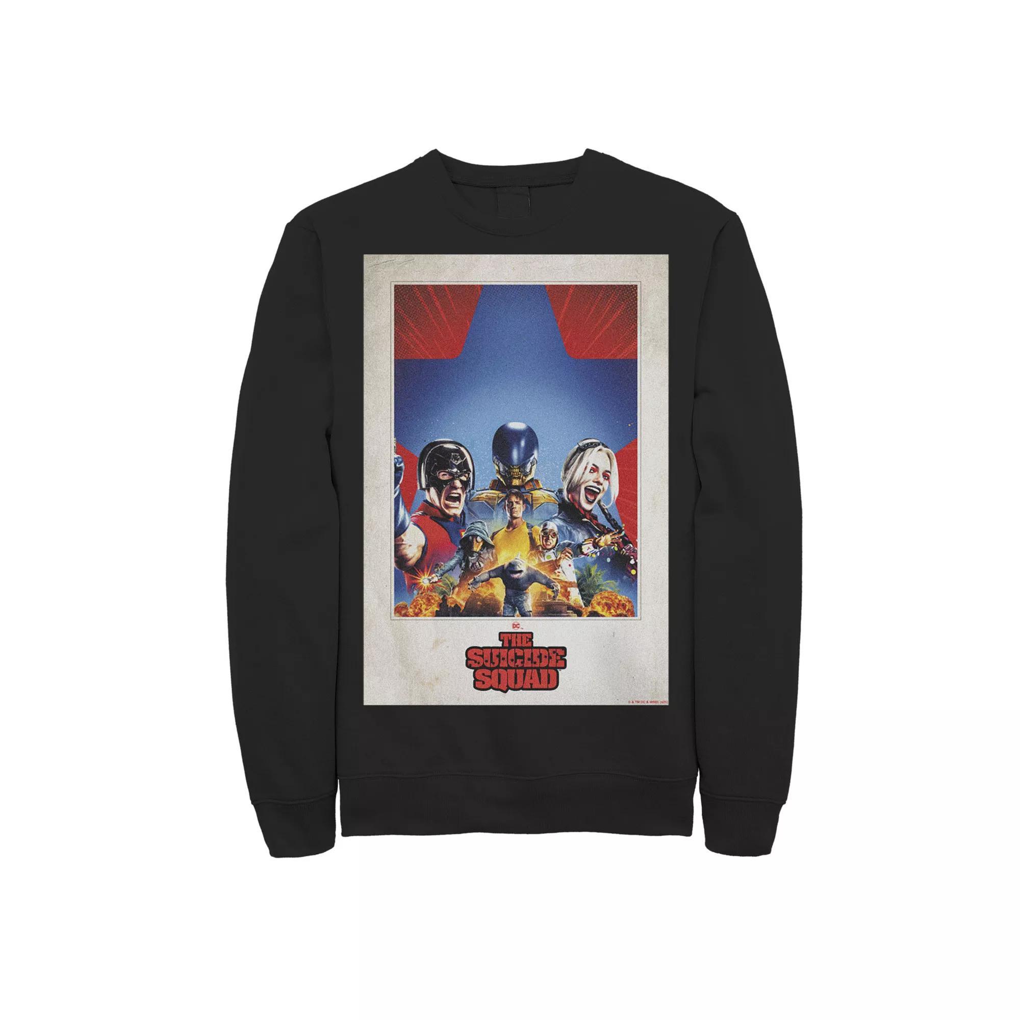 Men's The Suicide Squad Polaroid Group Poster Sweatshirt, Boy's, Size: Large, Black Product Image